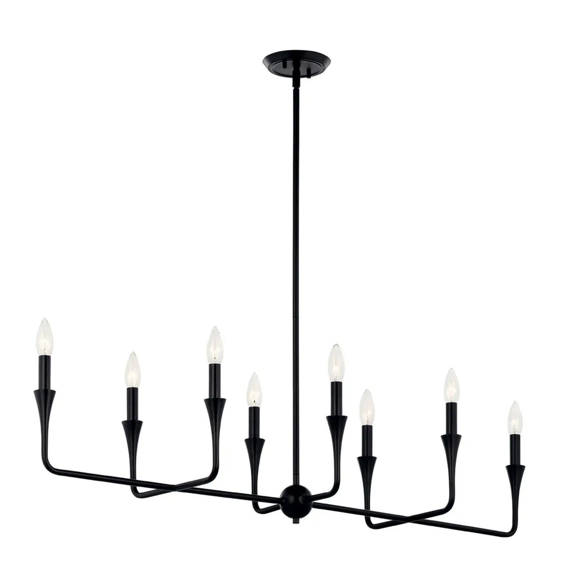 Alvaro 46" 8-Light Linear Chandelier, Black Finish