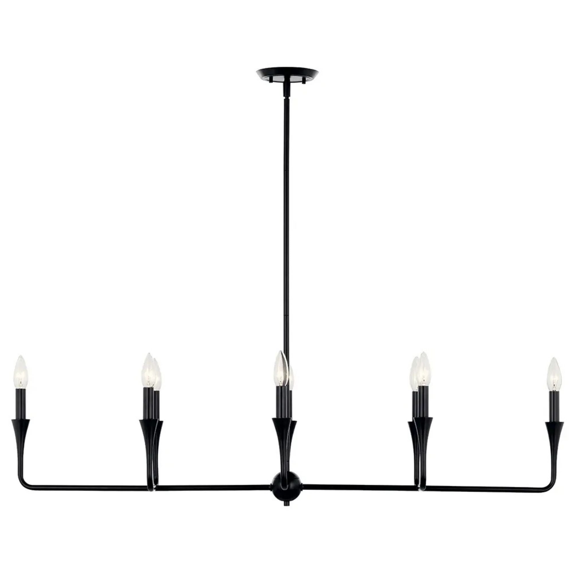 Alvaro 46" 8-Light Linear Chandelier, Black Finish