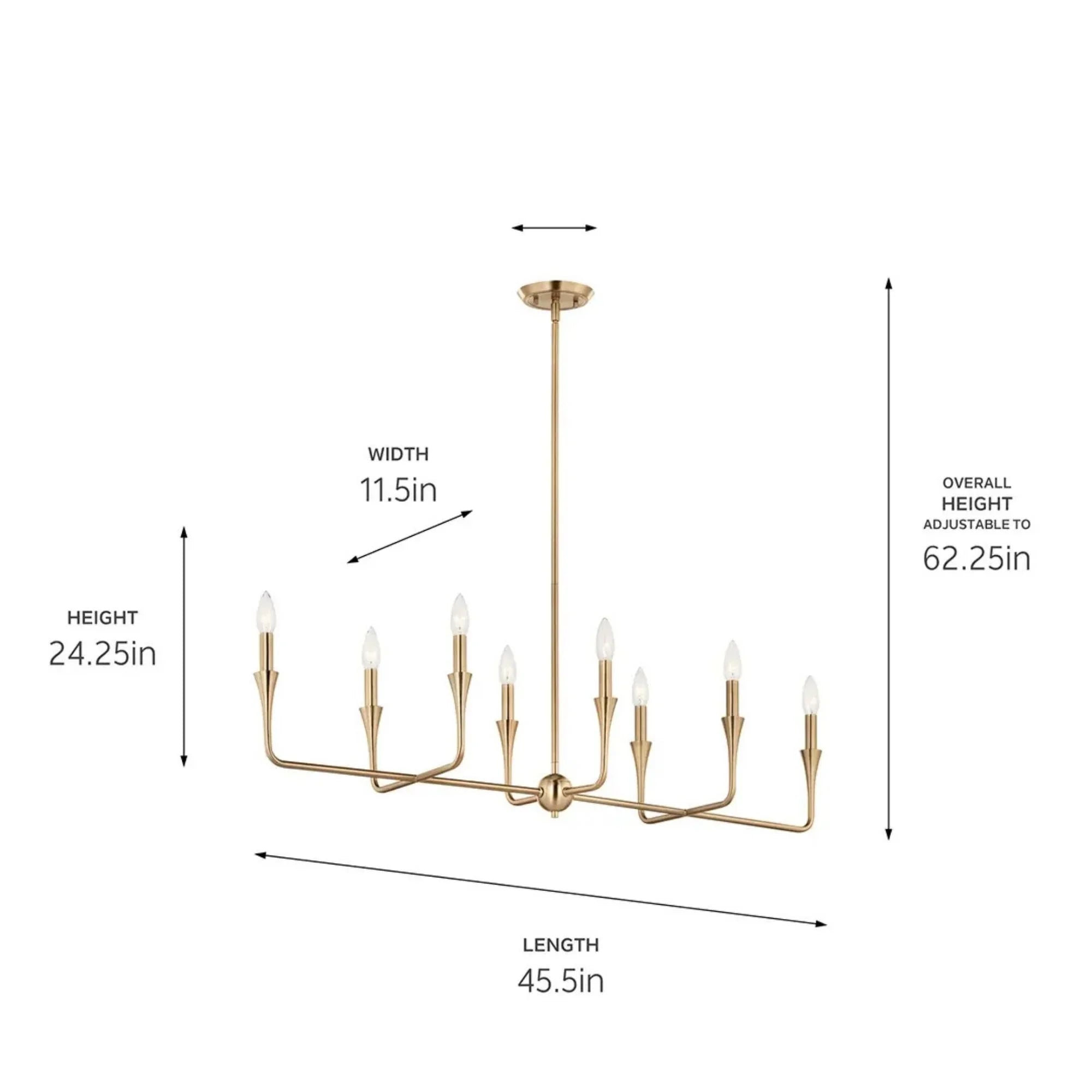 Alvaro 46" 8-Light Linear Chandelier, Champagne Bronze Finish