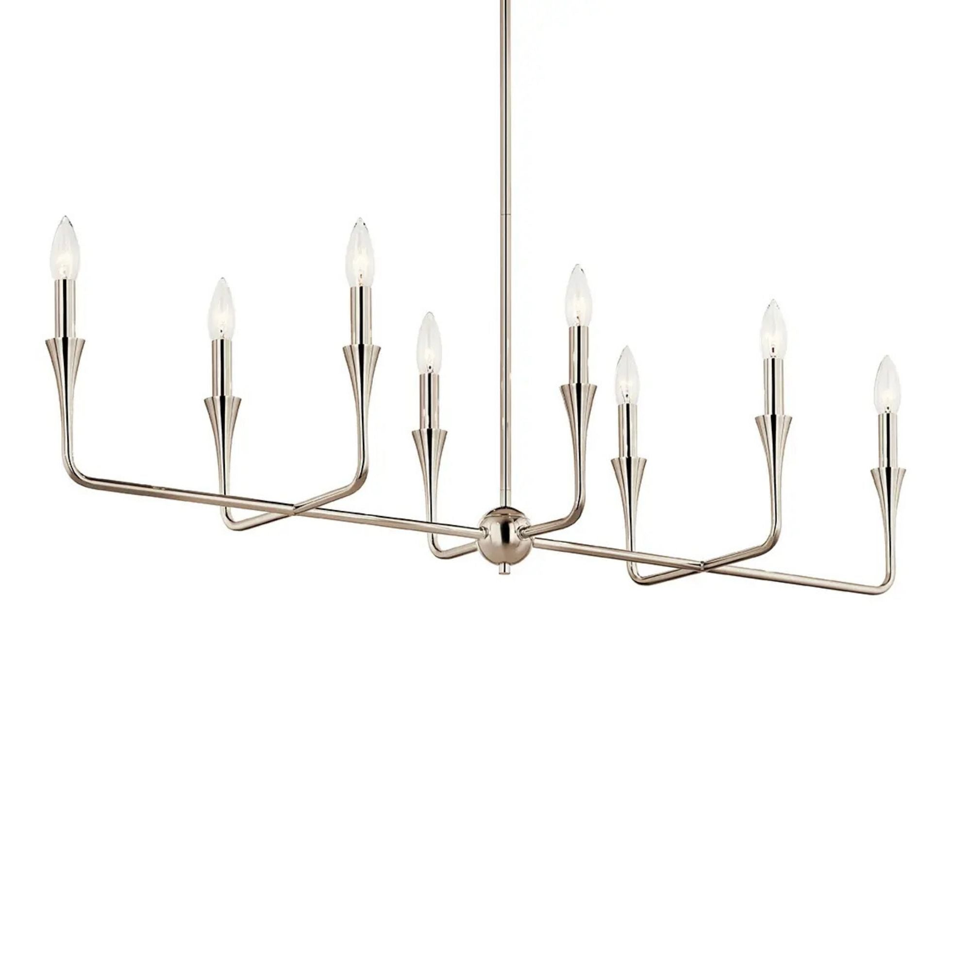 Alvaro 46" 8-Light Linear Chandelier, Polished Nickel Finish