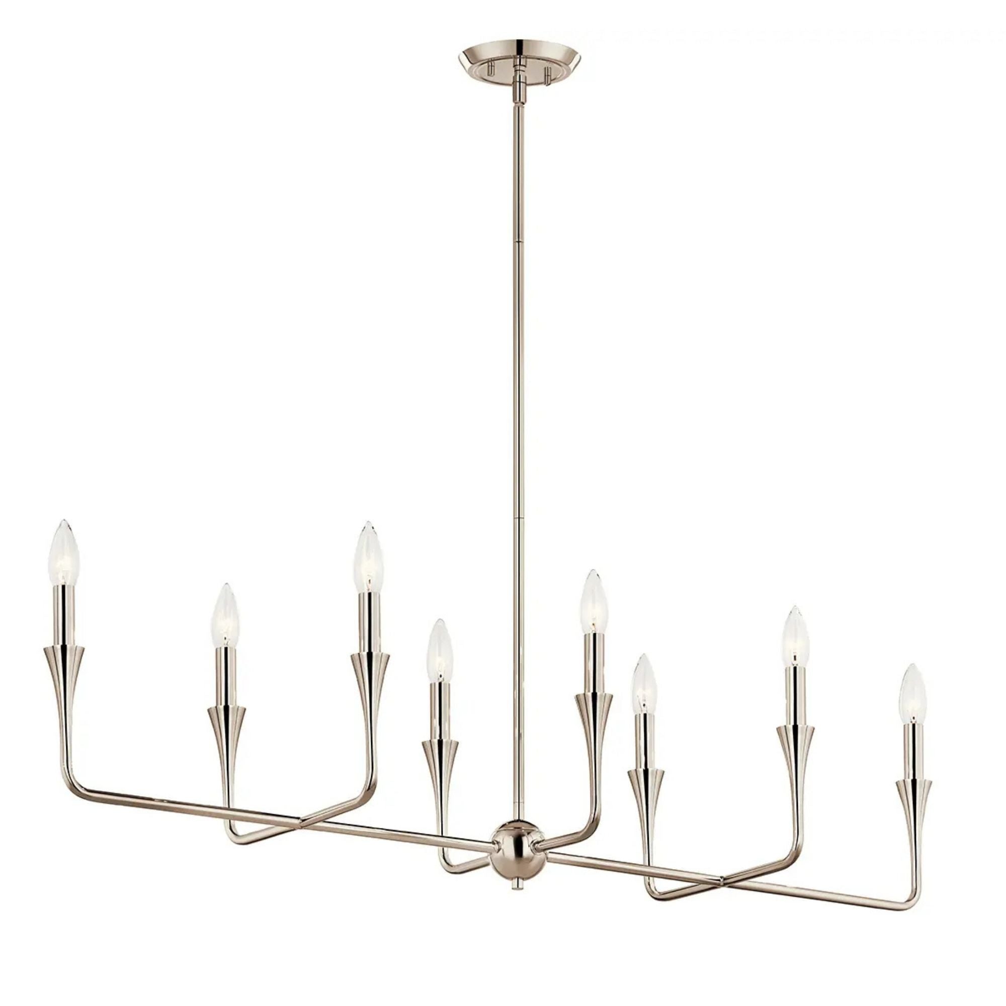 Alvaro 46" 8-Light Linear Chandelier, Polished Nickel Finish