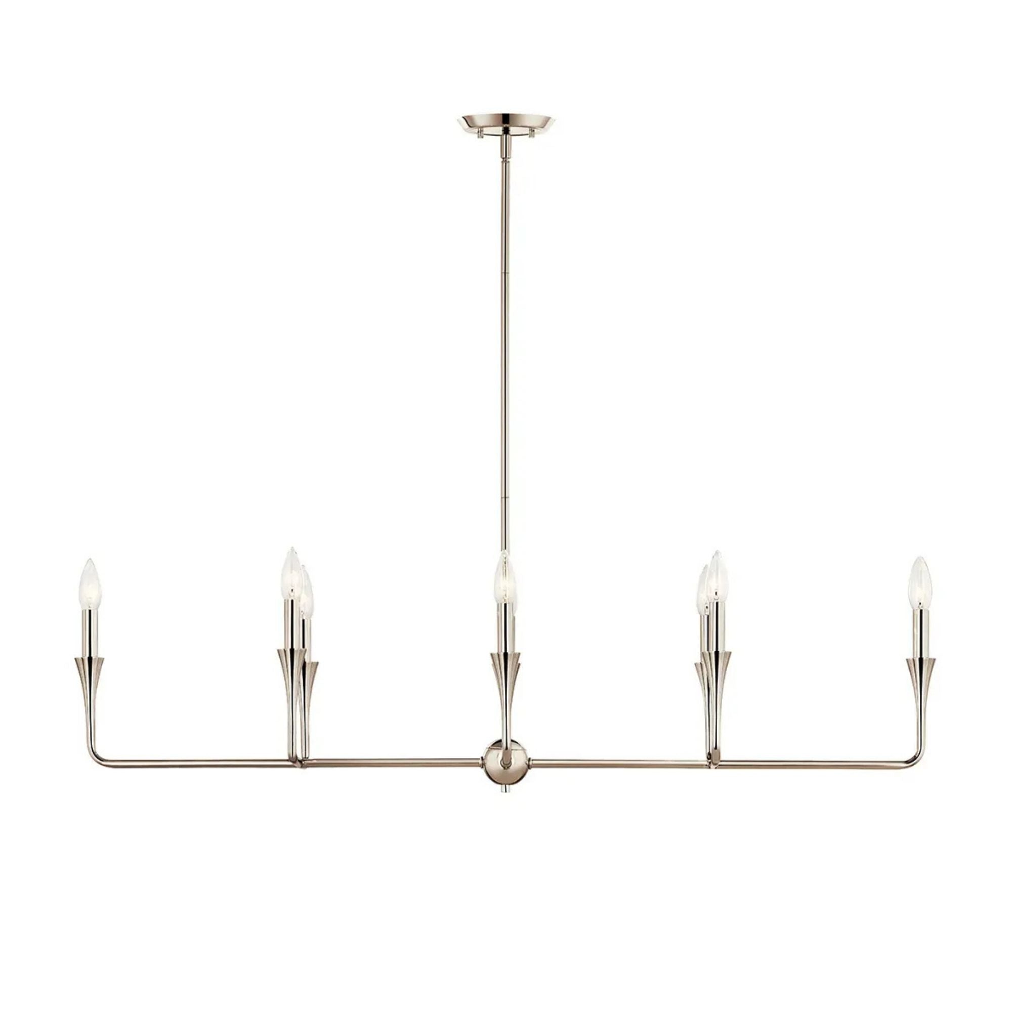 Alvaro 46" 8-Light Linear Chandelier, Polished Nickel Finish