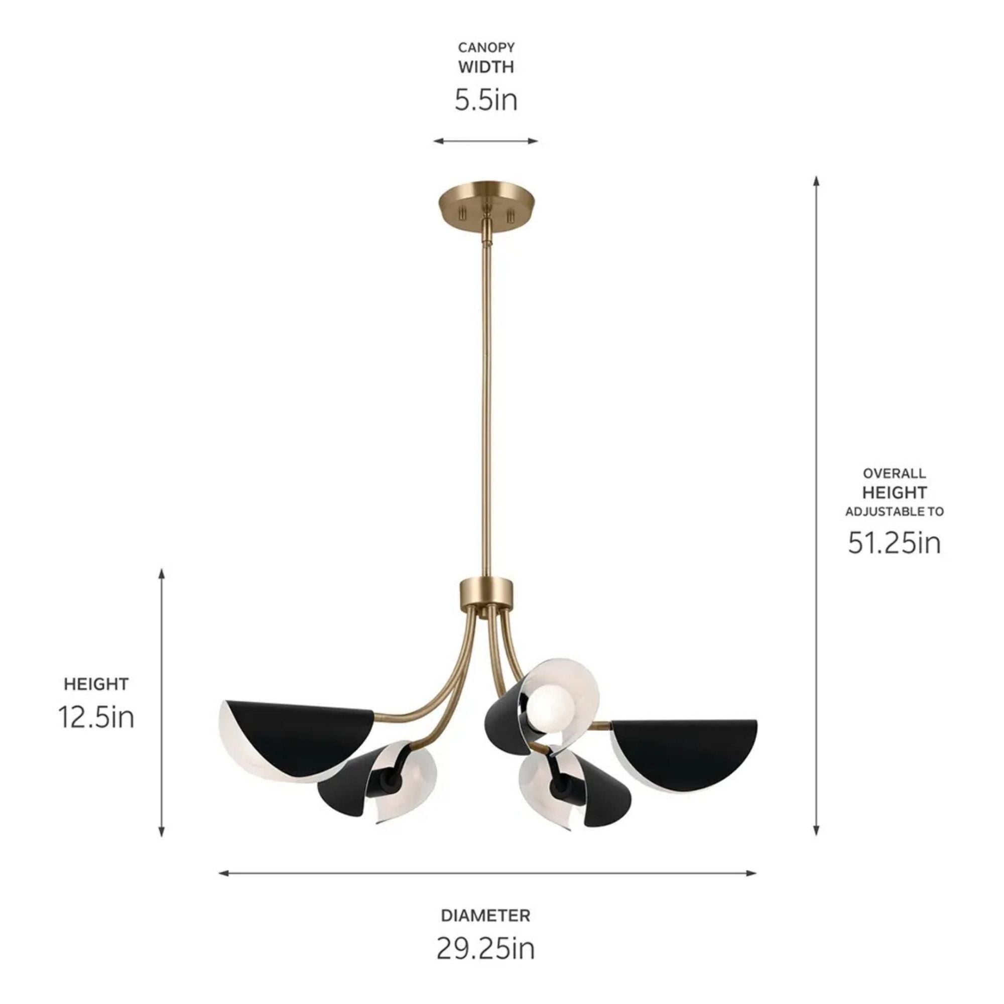Arcus 29" 5-Light Chandelier, Champagne Bronze & Black Finish