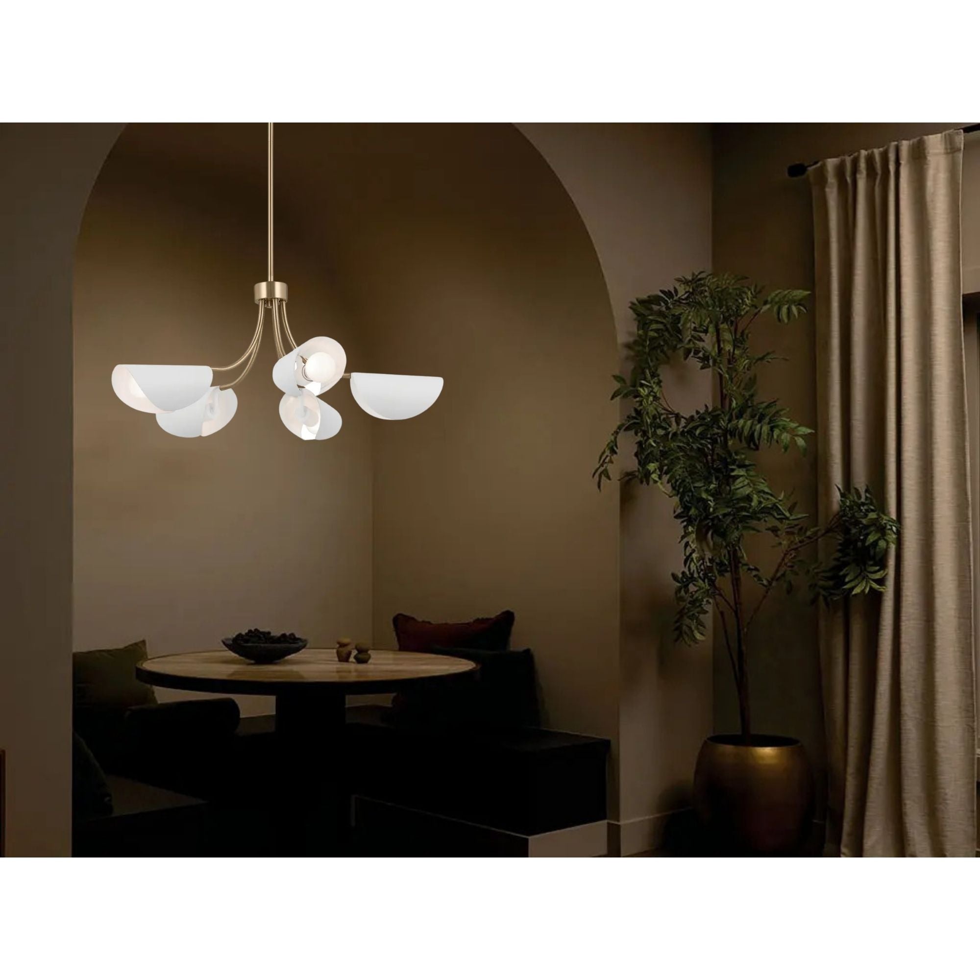 Arcus 29" 5-Light Chandelier, Champagne Bronze & White Finish