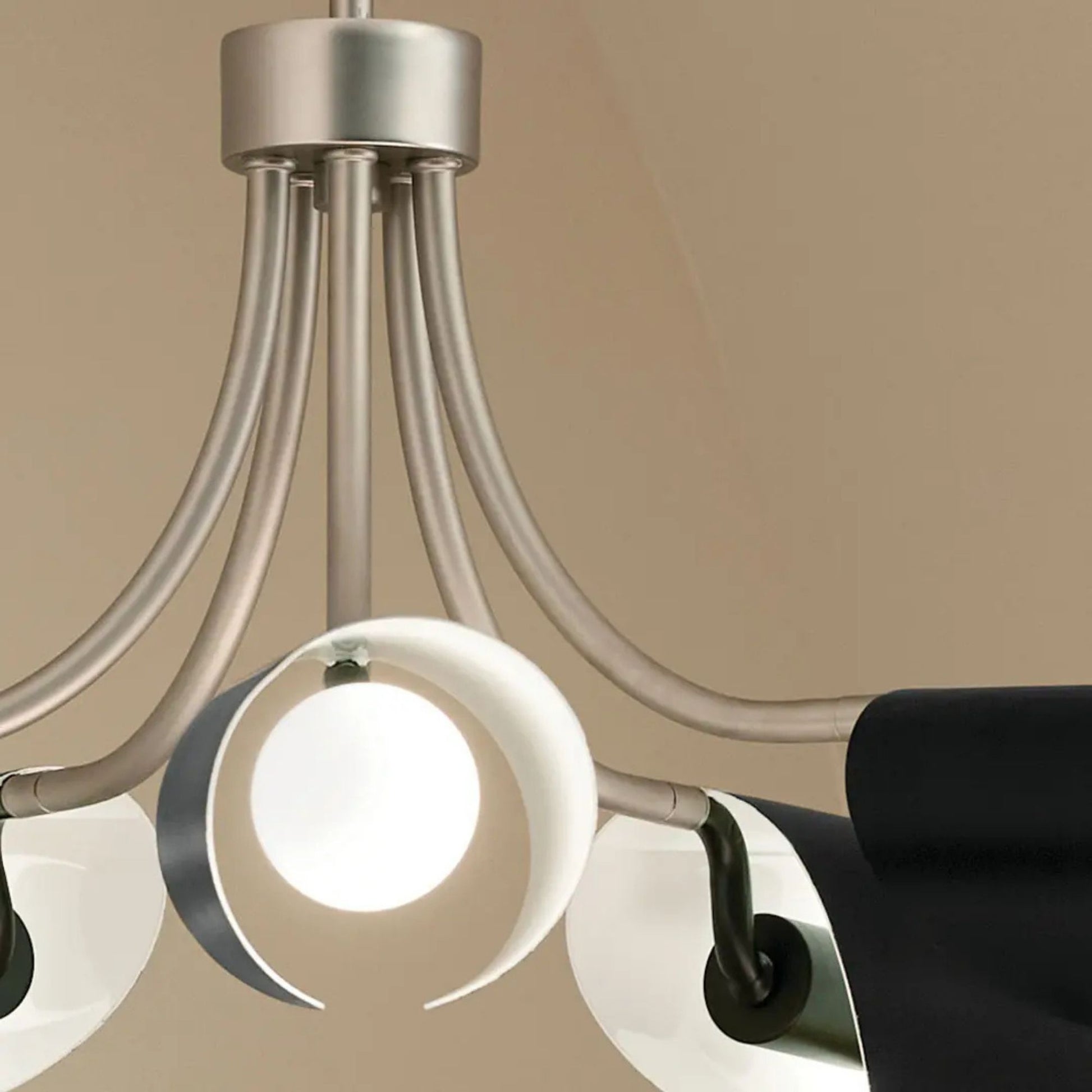 Arcus 29" 5-Light Chandelier, Satin Nickel & Black Finish - Bees Lighting