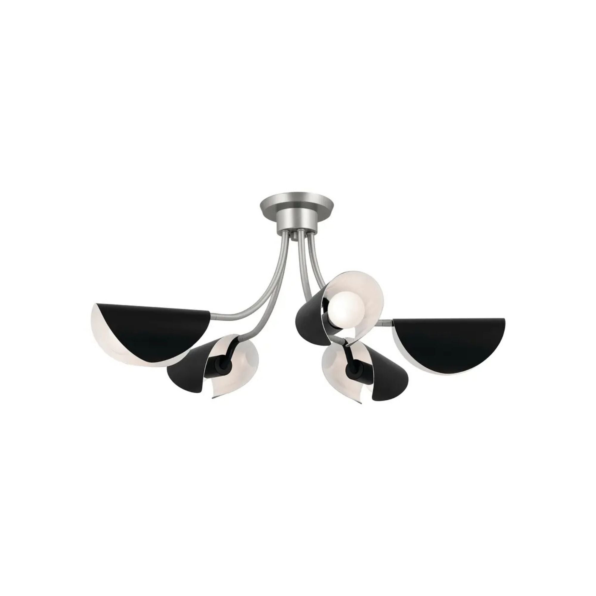Arcus 29" 5-Light Chandelier, Satin Nickel & Black Finish - Bees Lighting