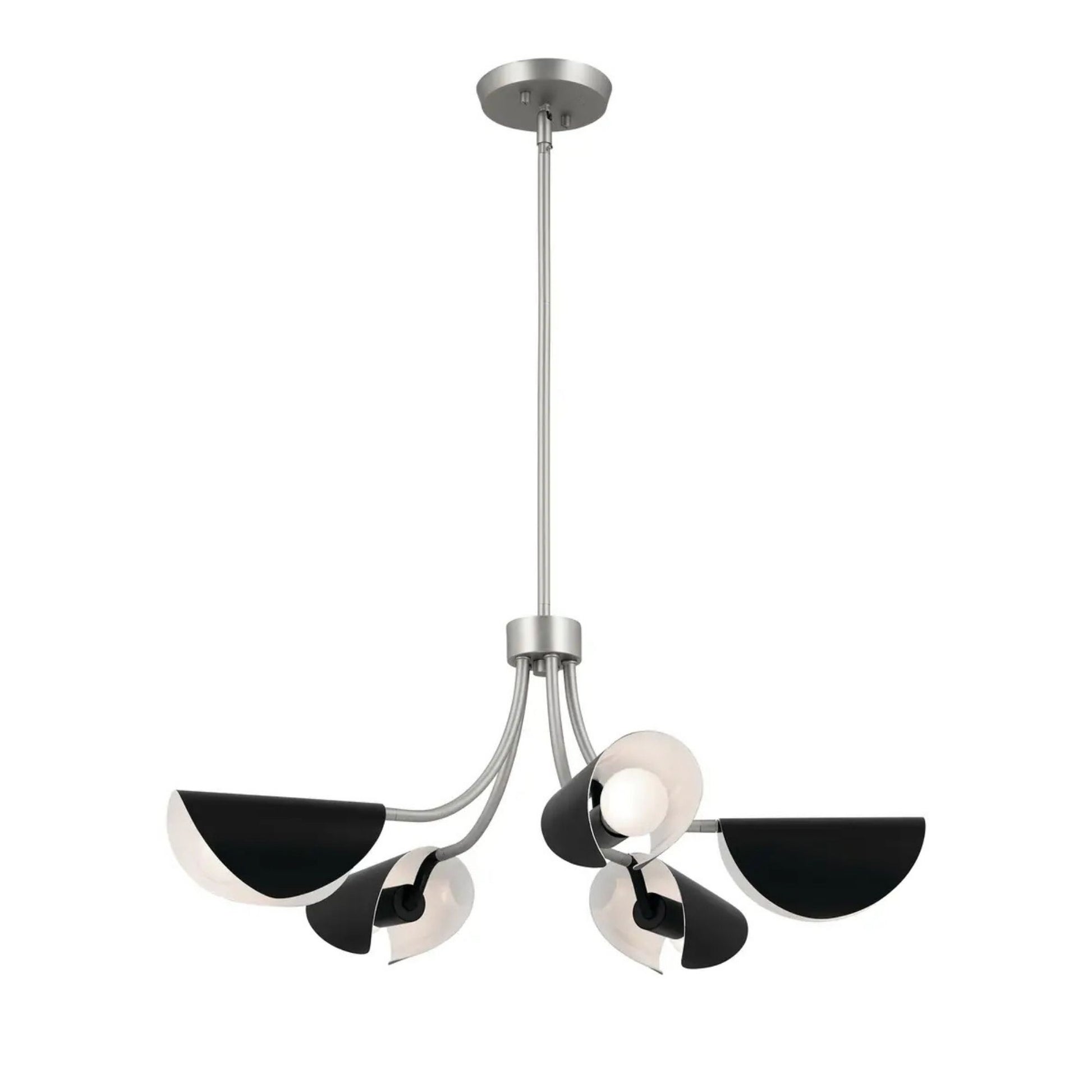 Arcus 29" 5-Light Chandelier, Satin Nickel & Black Finish - Bees Lighting