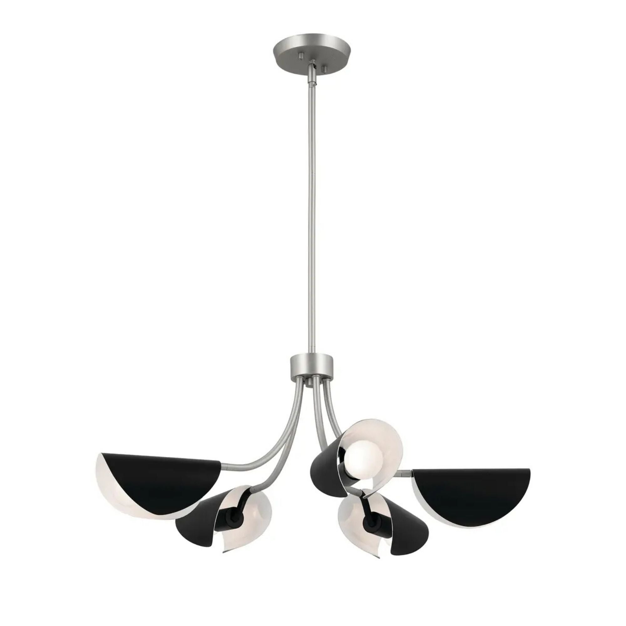 Arcus 29" 5-Light Chandelier, Satin Nickel & Black Finish - Bees Lighting
