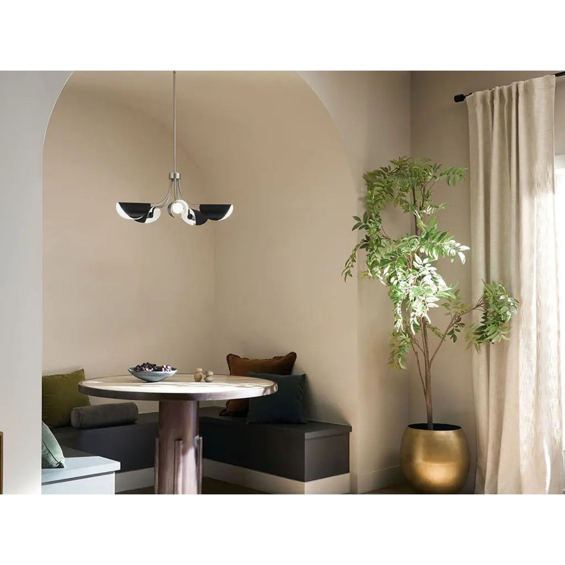 Arcus 29" 5-Light Chandelier, Satin Nickel & Black Finish - Bees Lighting