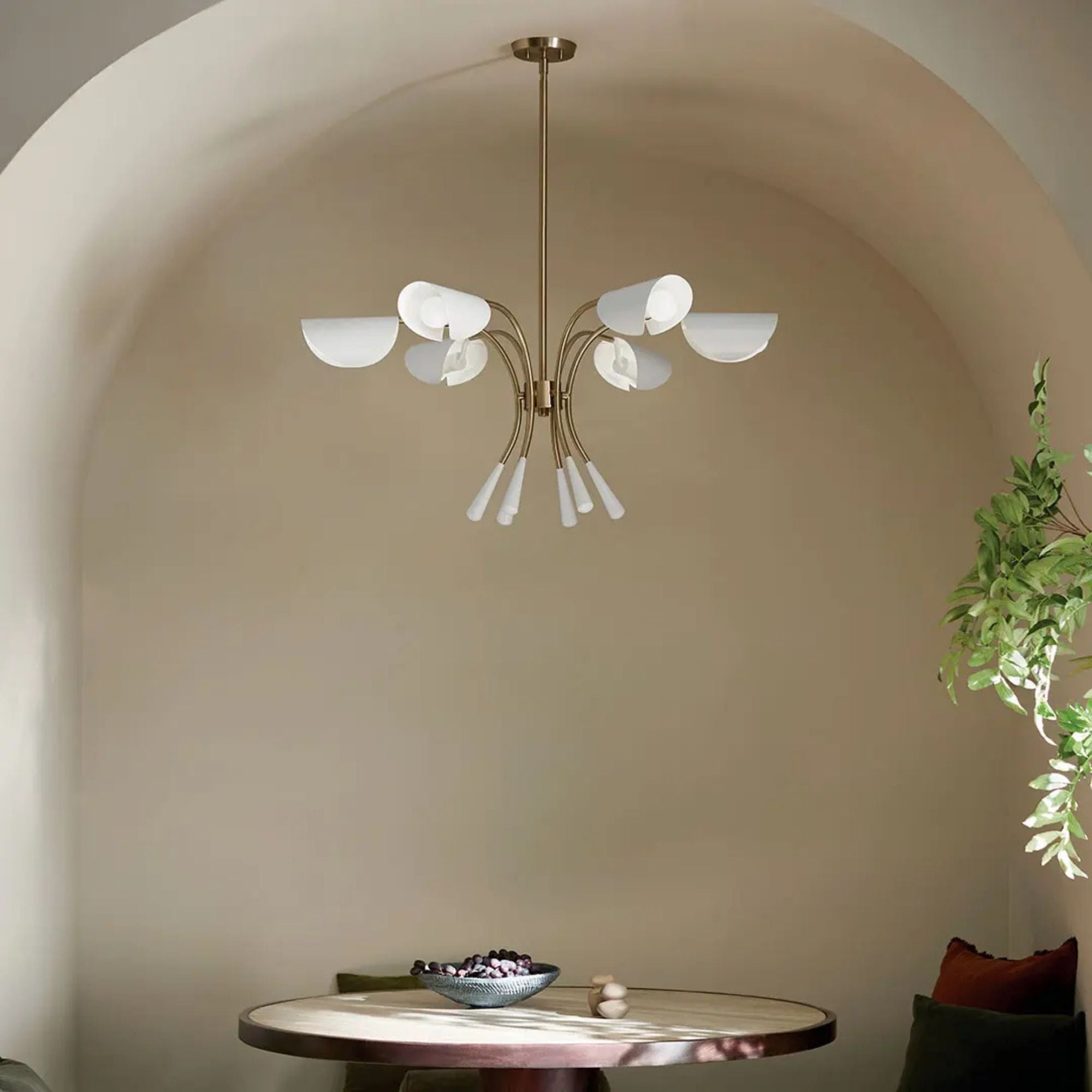 Arcus 39" 6-Light Chandelier, Champagne Bronze & White Finish