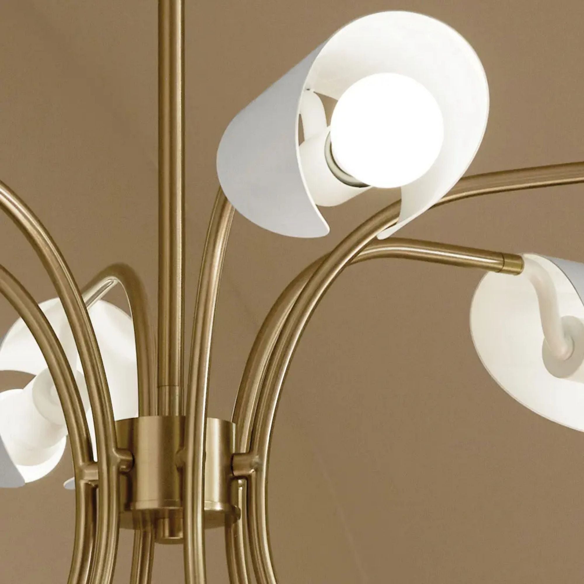 Arcus 39" 6-Light Chandelier, Champagne Bronze & White Finish