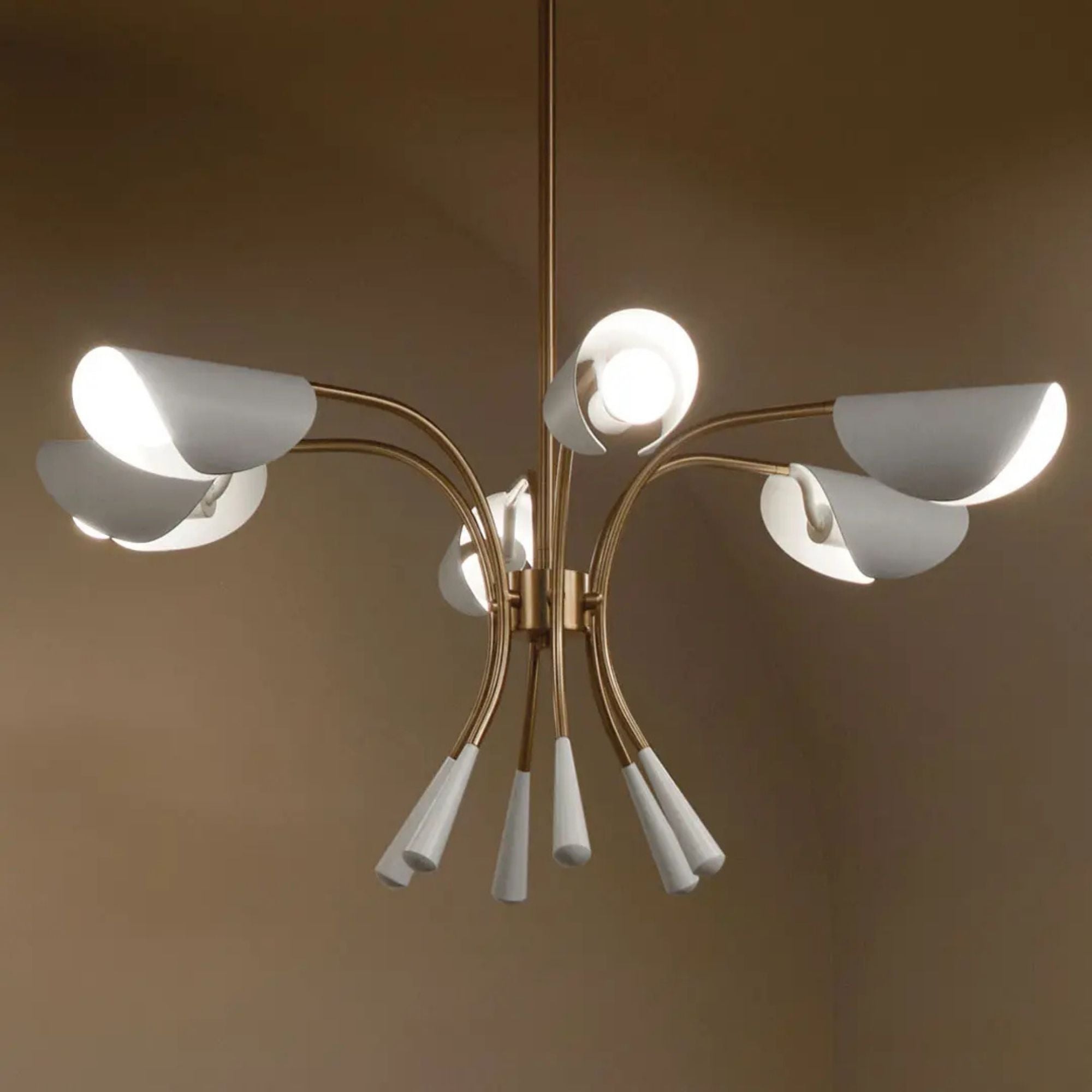 Arcus 39" 6-Light Chandelier, Champagne Bronze & White Finish