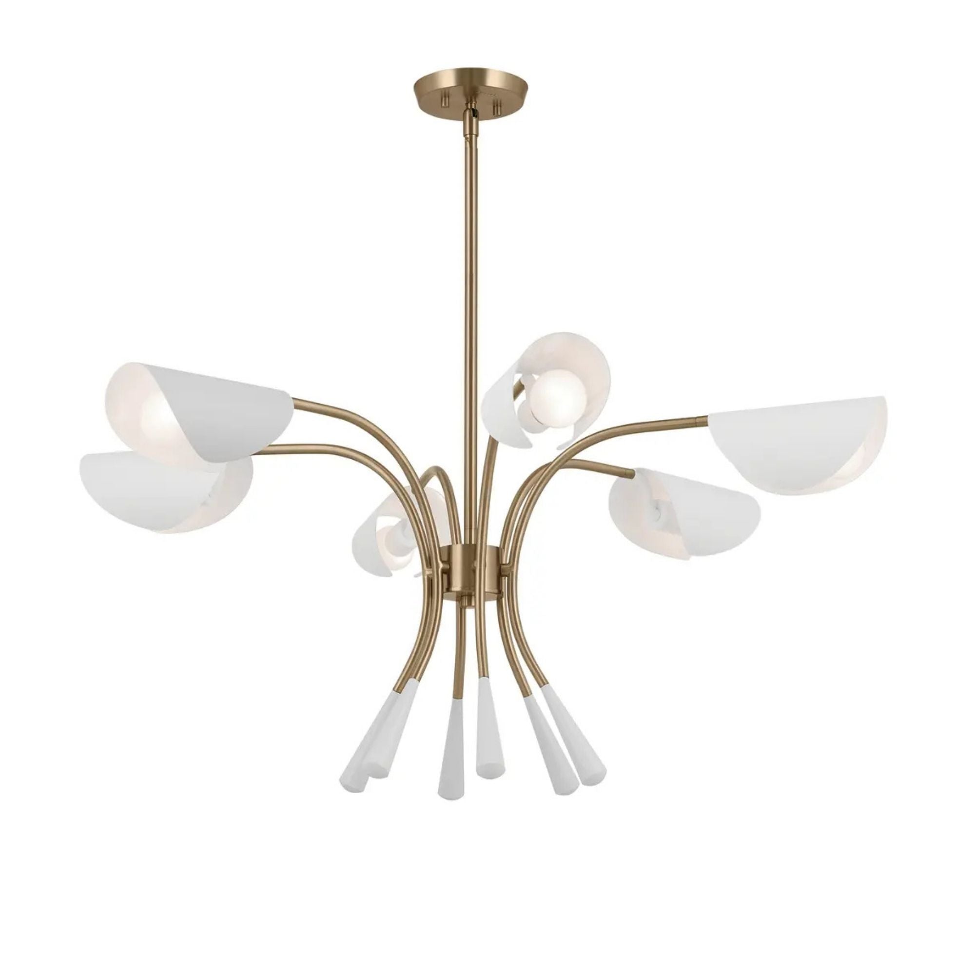 Arcus 39" 6-Light Chandelier, Champagne Bronze & White Finish
