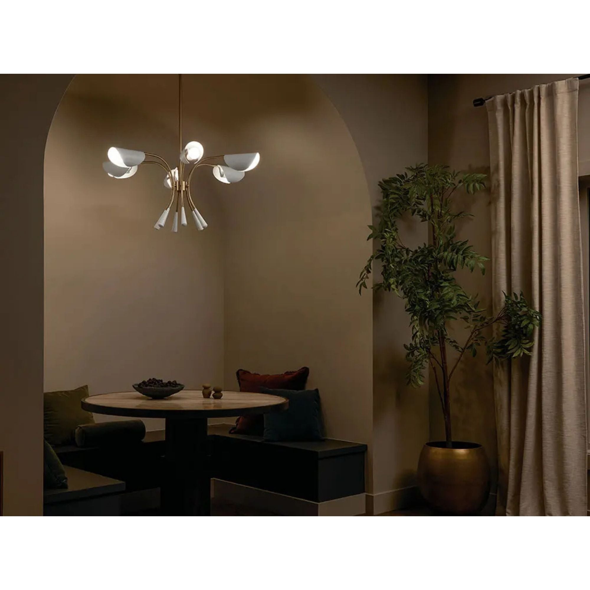 Arcus 39" 6-Light Chandelier, Champagne Bronze & White Finish