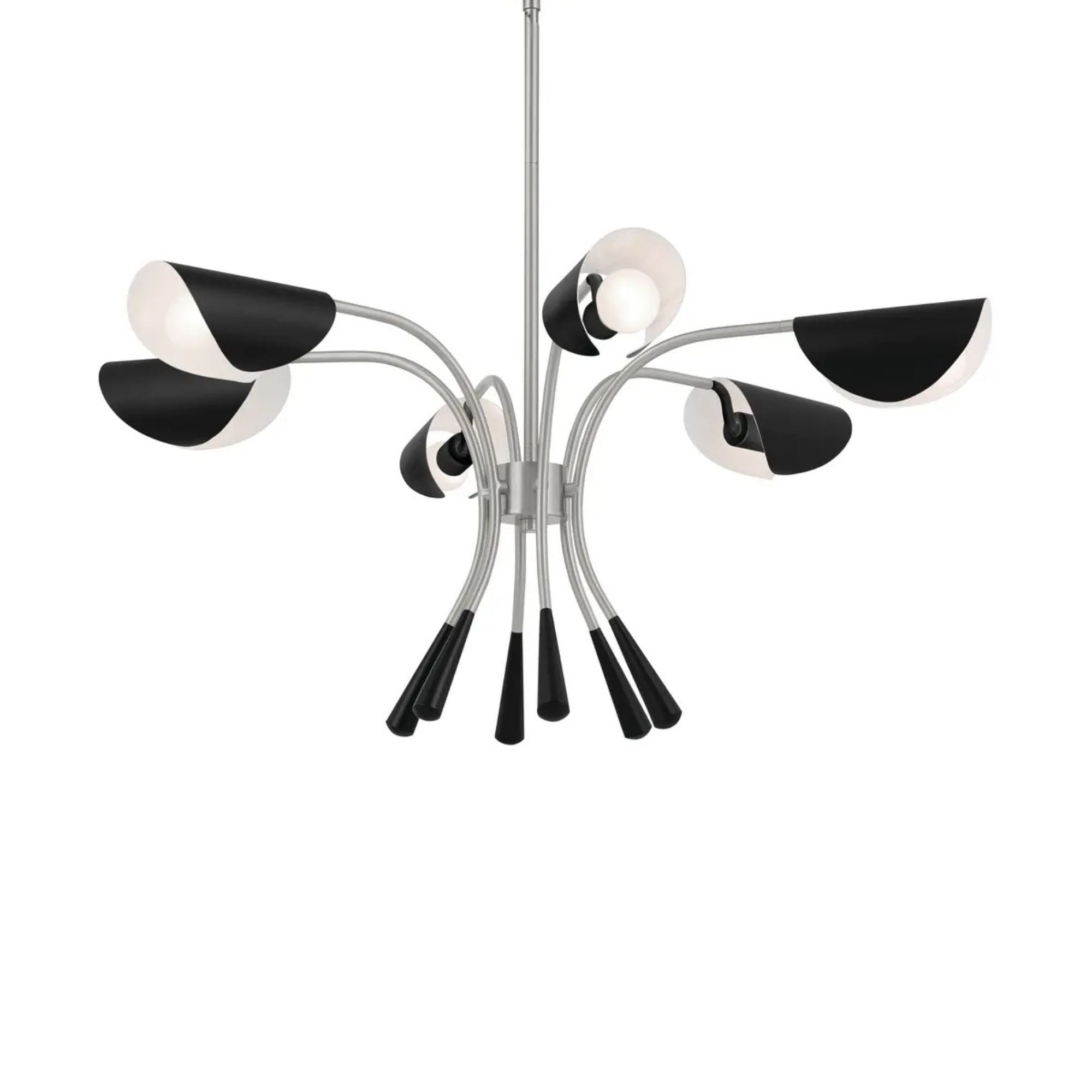 Arcus 39" 6-Light Chandelier, Satin Nickel & Black Finish
