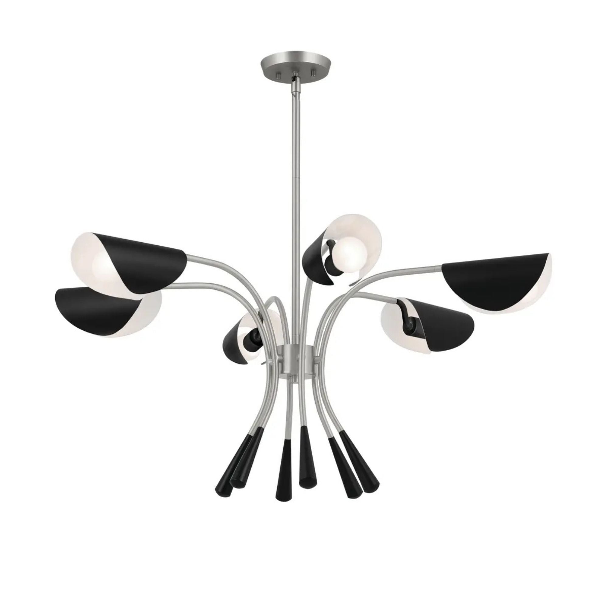 Arcus 39" 6-Light Chandelier, Satin Nickel & Black Finish