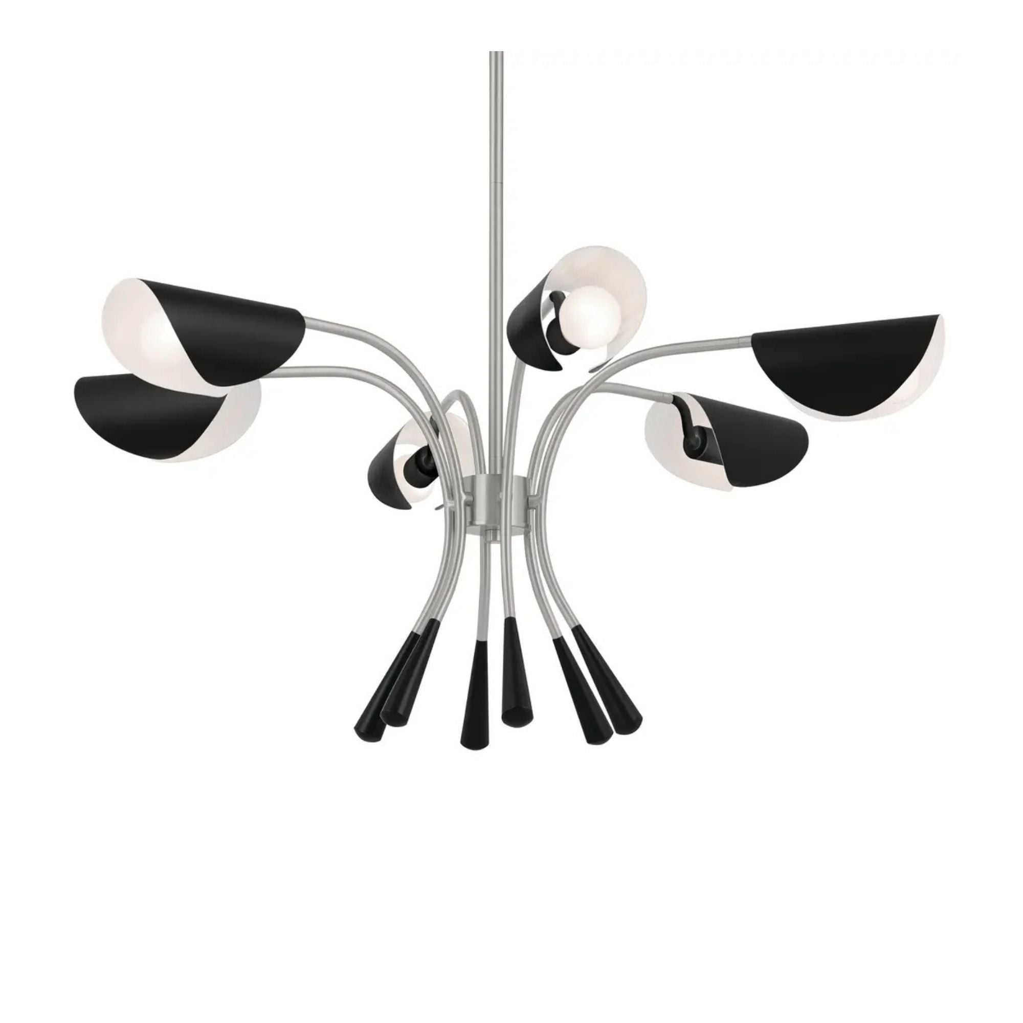 Arcus 39" 6-Light Chandelier, Satin Nickel & Black Finish