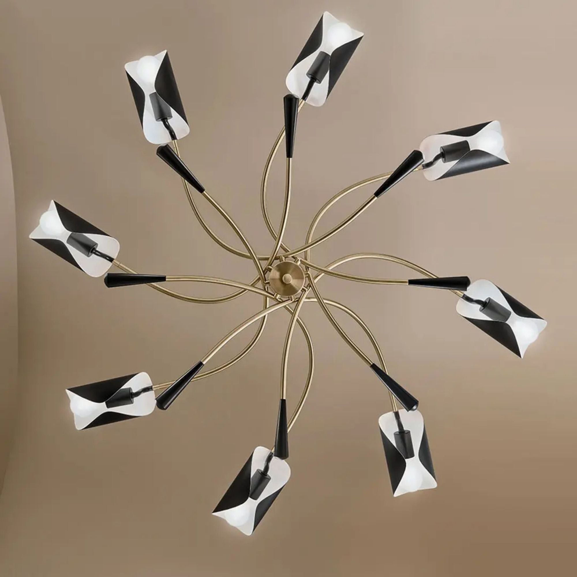 Arcus 46" 8-Light Chandelier, Champagne Bronze & Black Finish