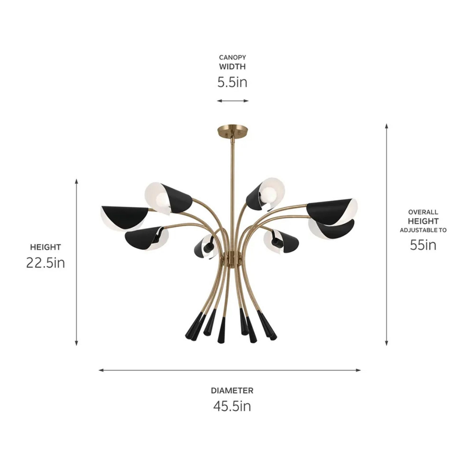 Arcus 46" 8-Light Chandelier, Champagne Bronze & Black Finish