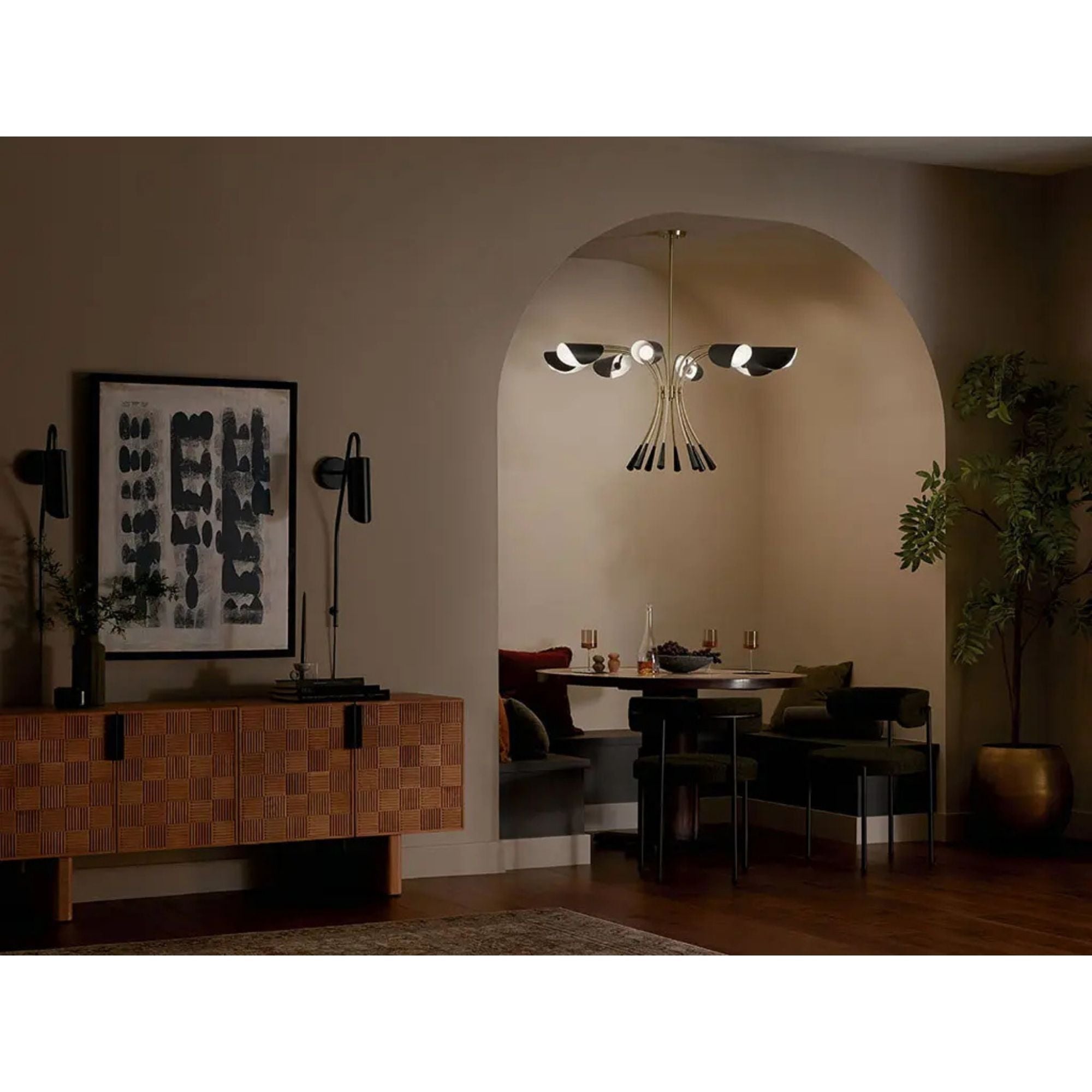 Arcus 46" 8-Light Chandelier, Champagne Bronze & Black Finish