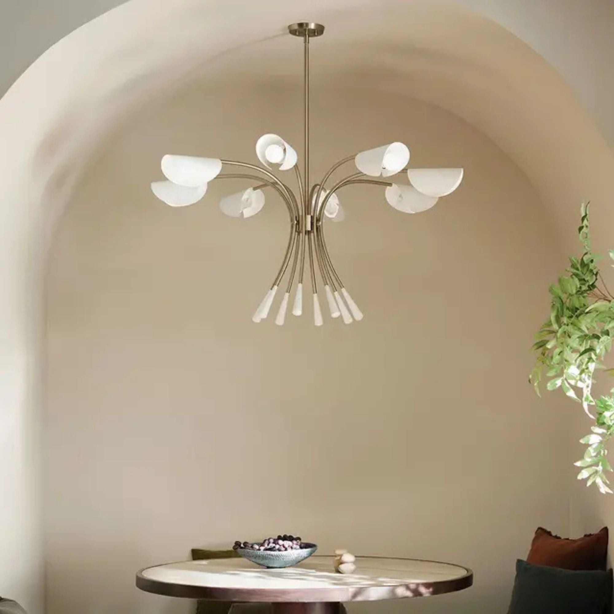 Arcus 46" 8-Light Chandelier, Champagne Bronze & White Finish