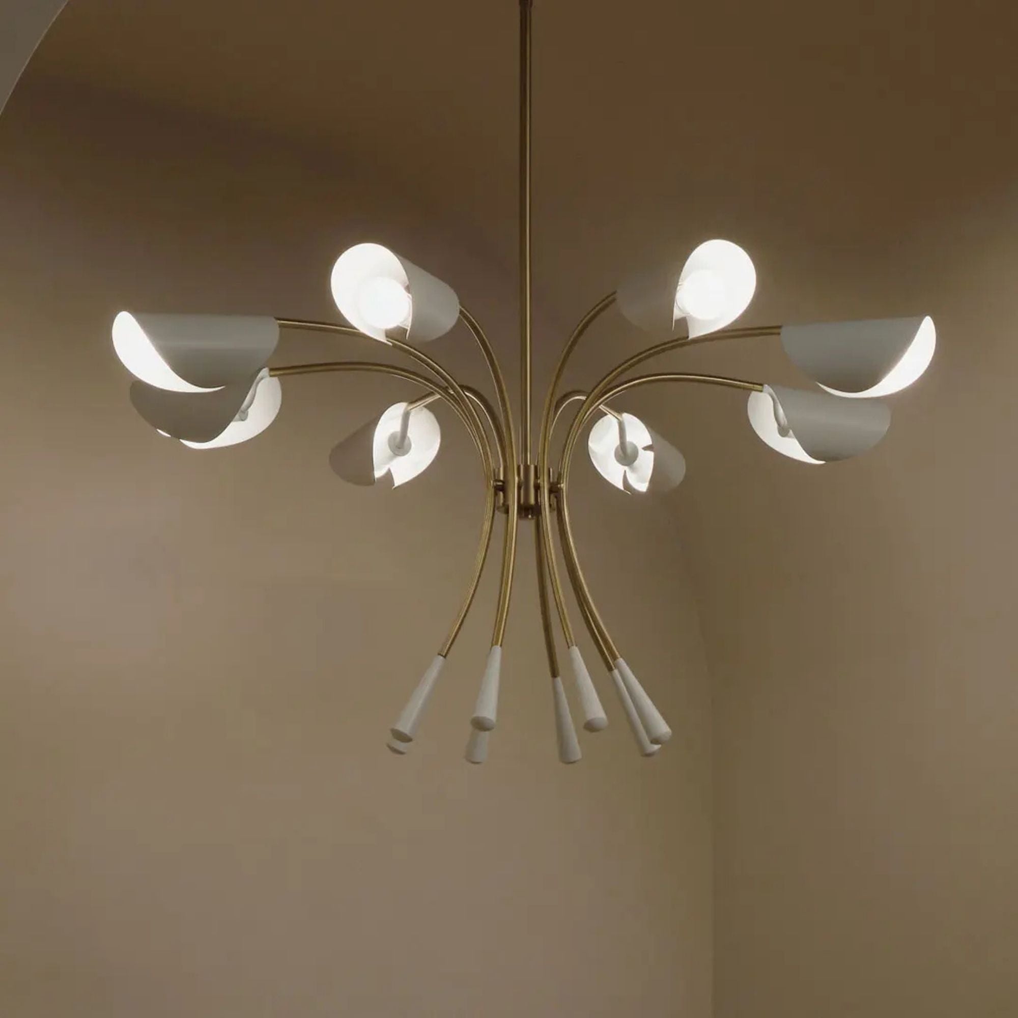 Arcus 46" 8-Light Chandelier, Champagne Bronze & White Finish