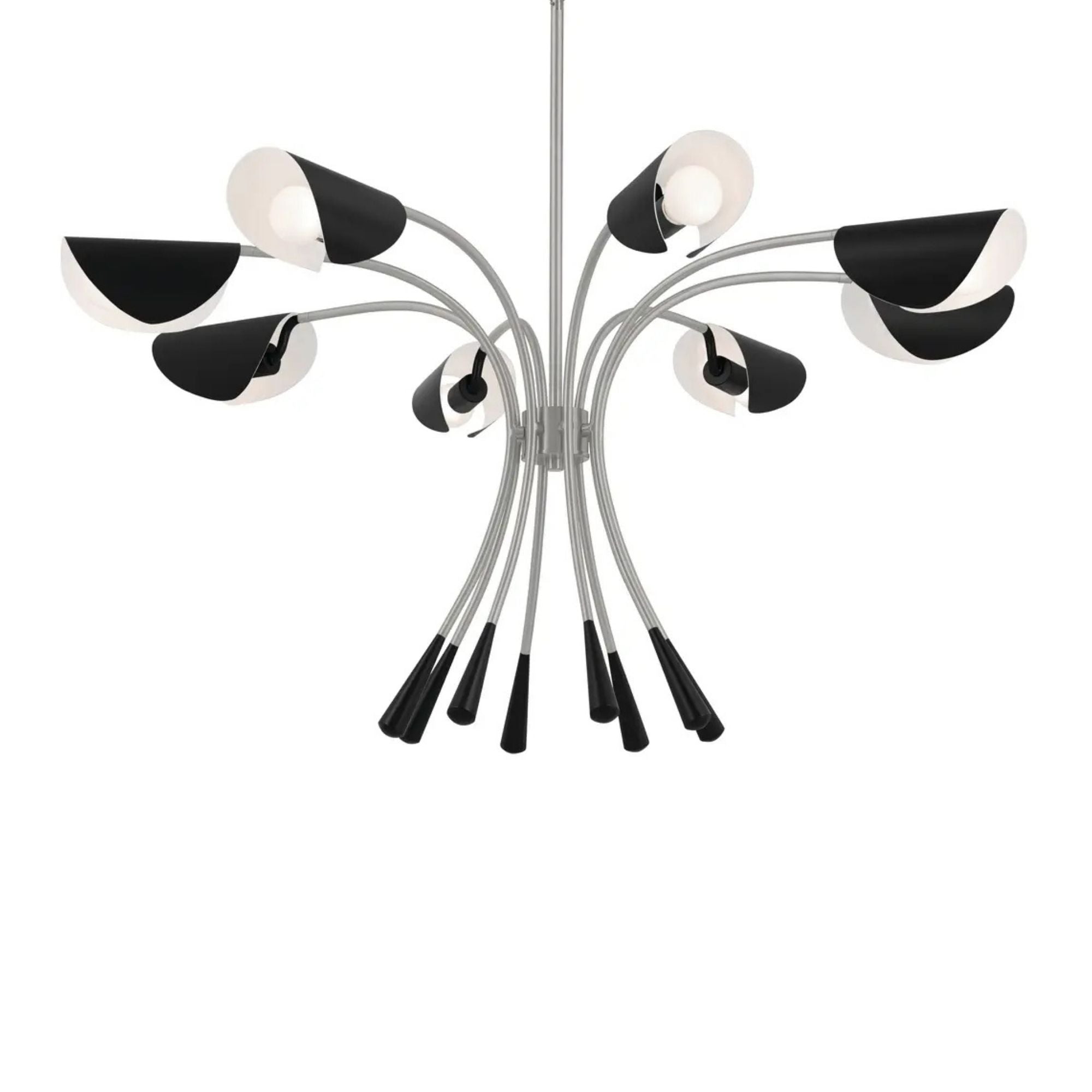 Arcus 46" 8-Light Chandelier, Satin Nickel & Black Finish
