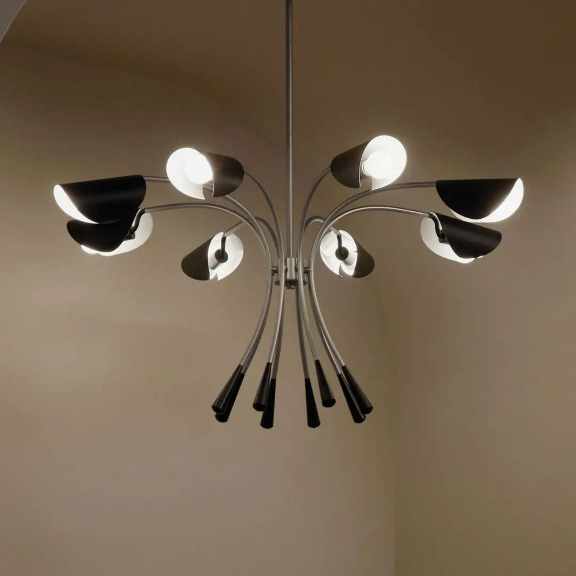 Arcus 46" 8-Light Chandelier, Satin Nickel & Black Finish