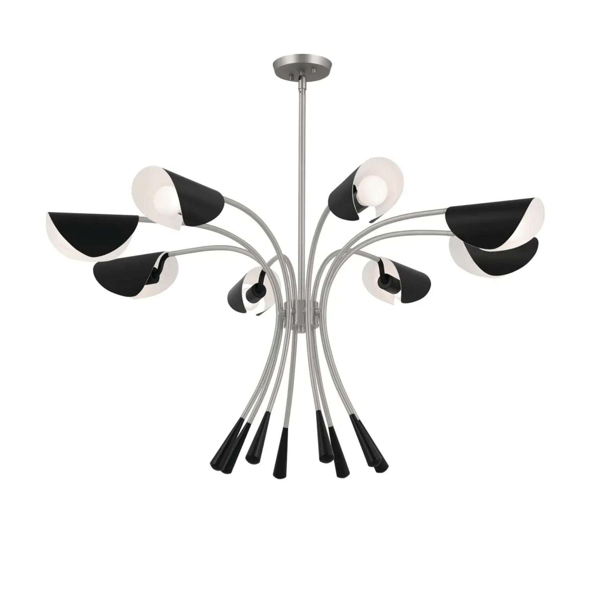 Arcus 46" 8-Light Chandelier, Satin Nickel & Black Finish