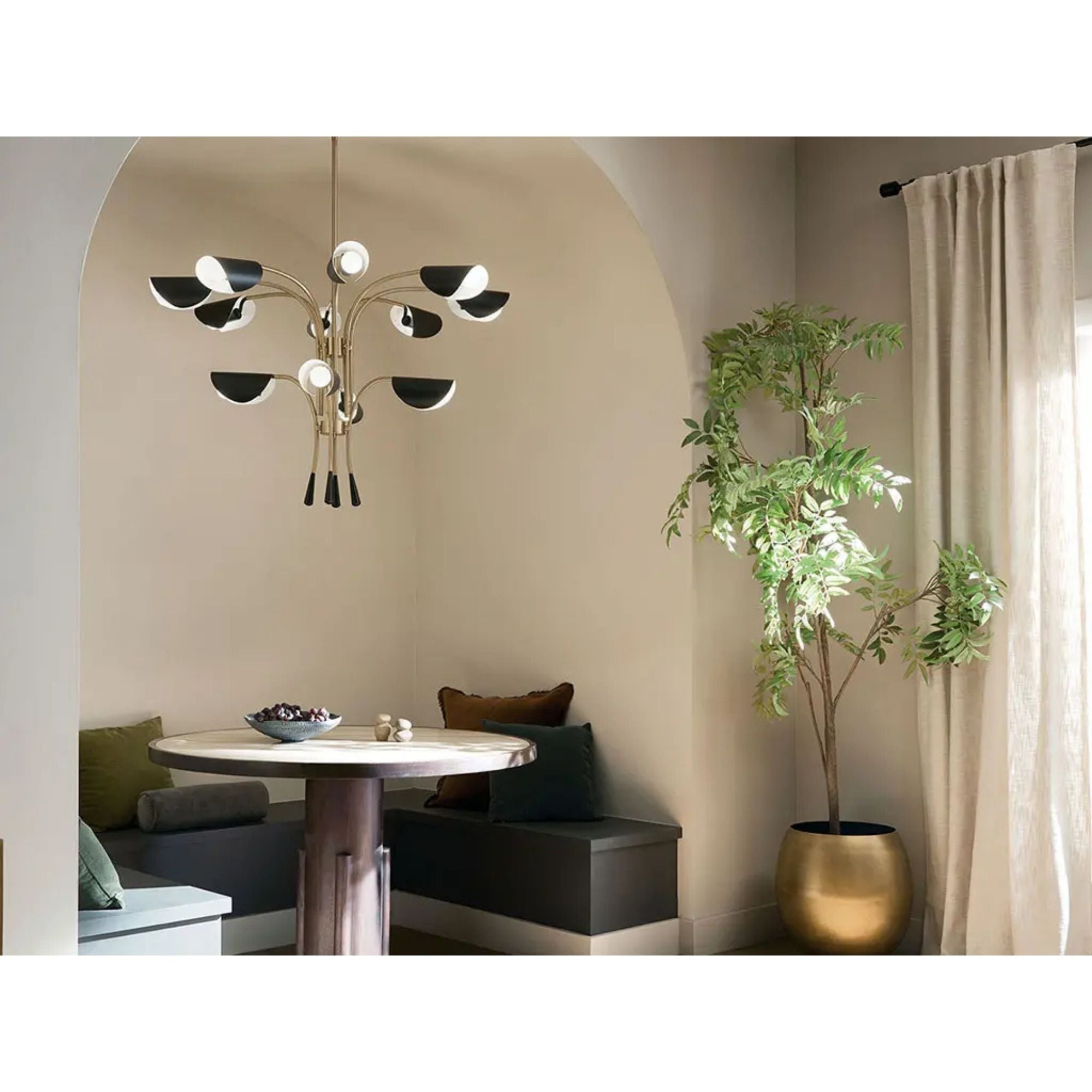 Arcus 46" 12-Light Chandelier, Champagne Bronze & Black Finish