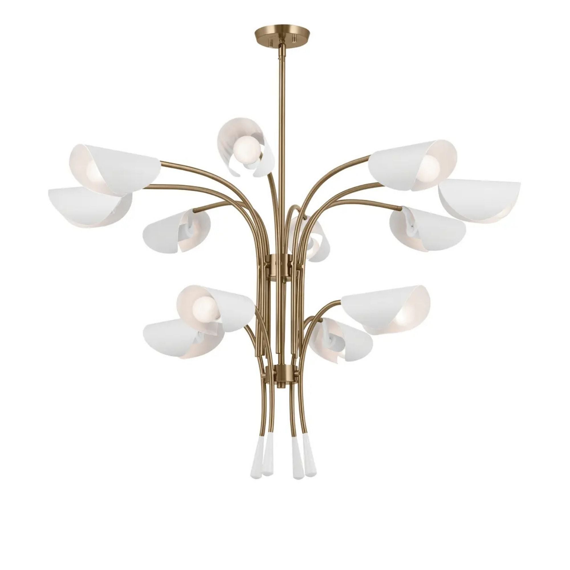 Arcus 46" 12-Light Chandelier, Champagne Bronze & White Finish
