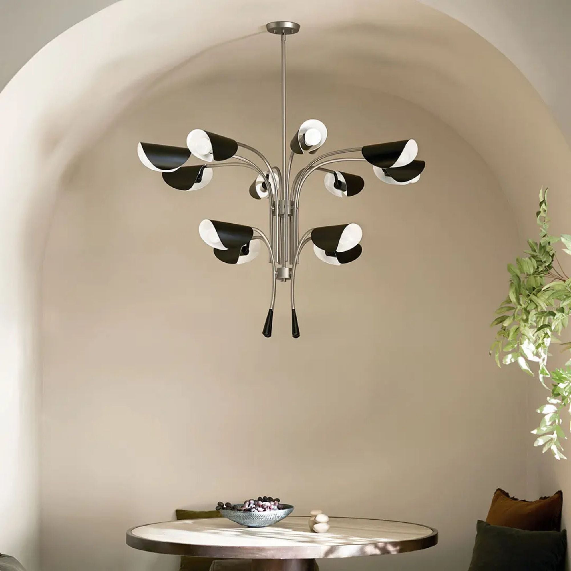 Arcus 46" 12-Light Chandelier, Satin Nickel Finish