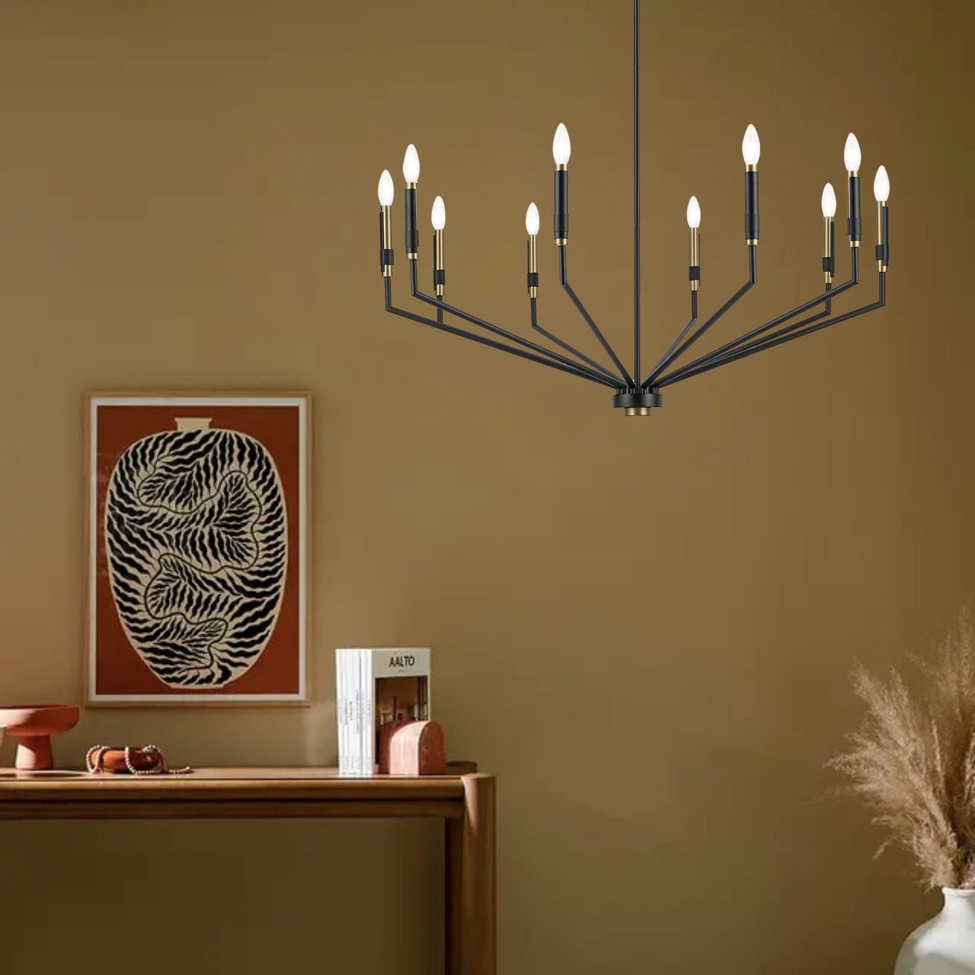 Armand 38" 10-Light Chandelier, Black Finish