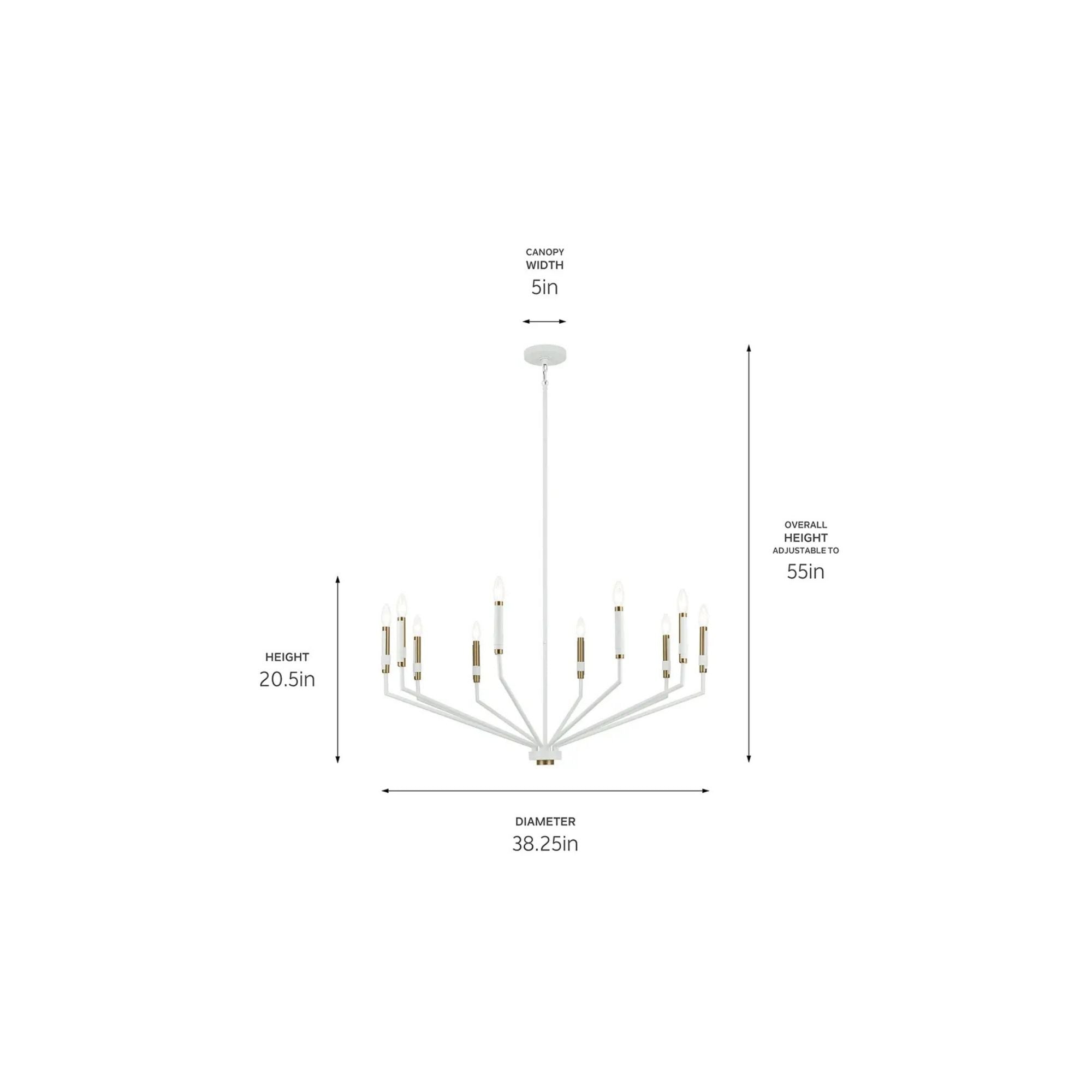 Armand 38" 10-Light Chandelier, White Finish