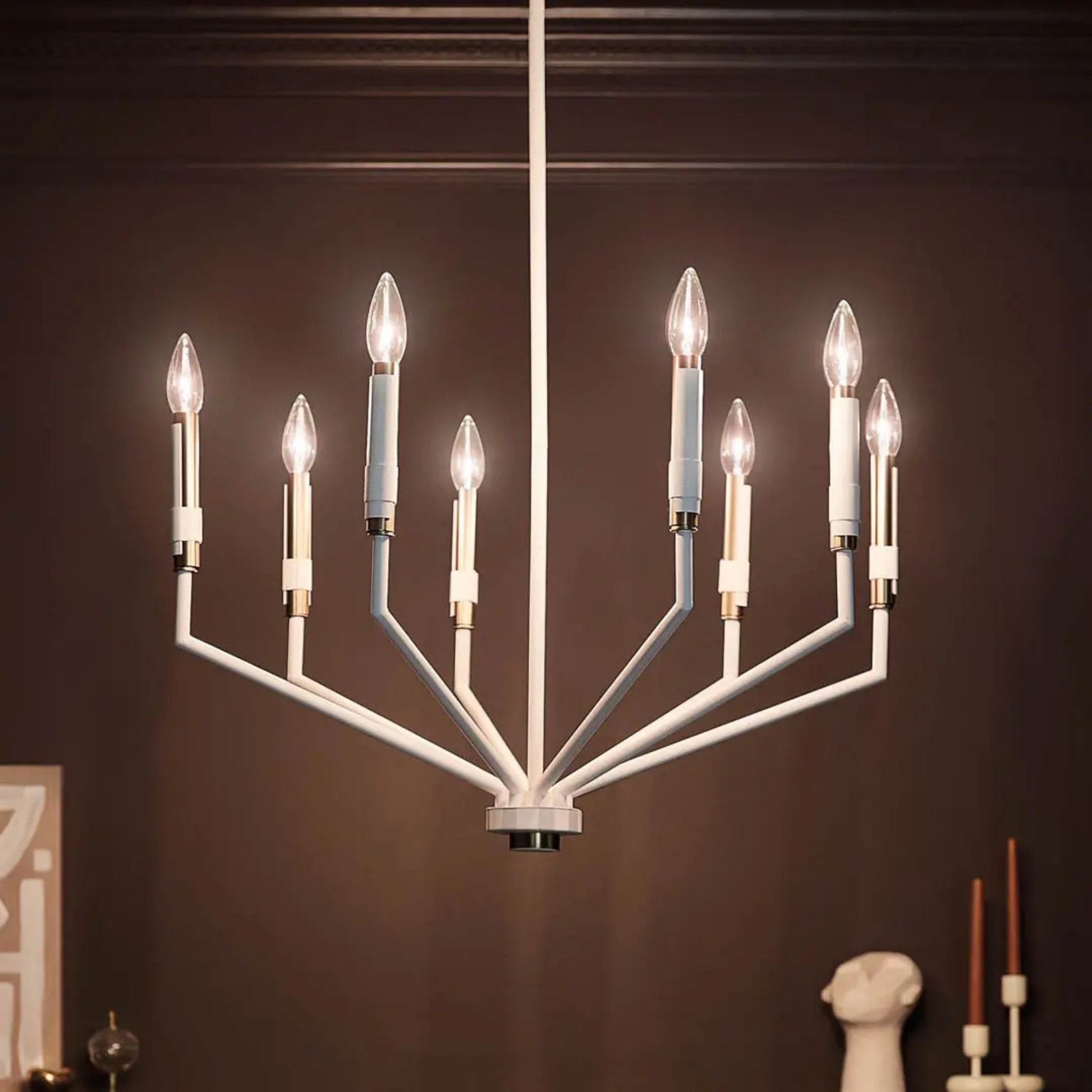 Armand 26" 8-Light Chandelier, White Finish - Bees Lighting