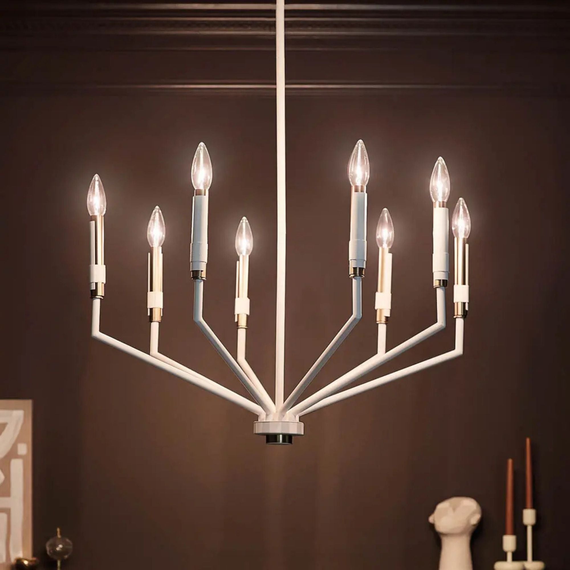 Armand 26" 8-Light Chandelier, White Finish - Bees Lighting