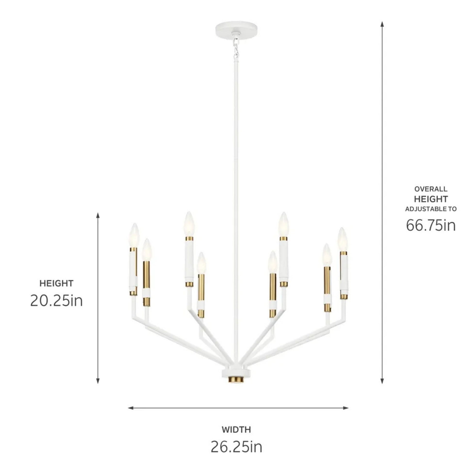 Armand 26" 8-Light Chandelier, White Finish - Bees Lighting