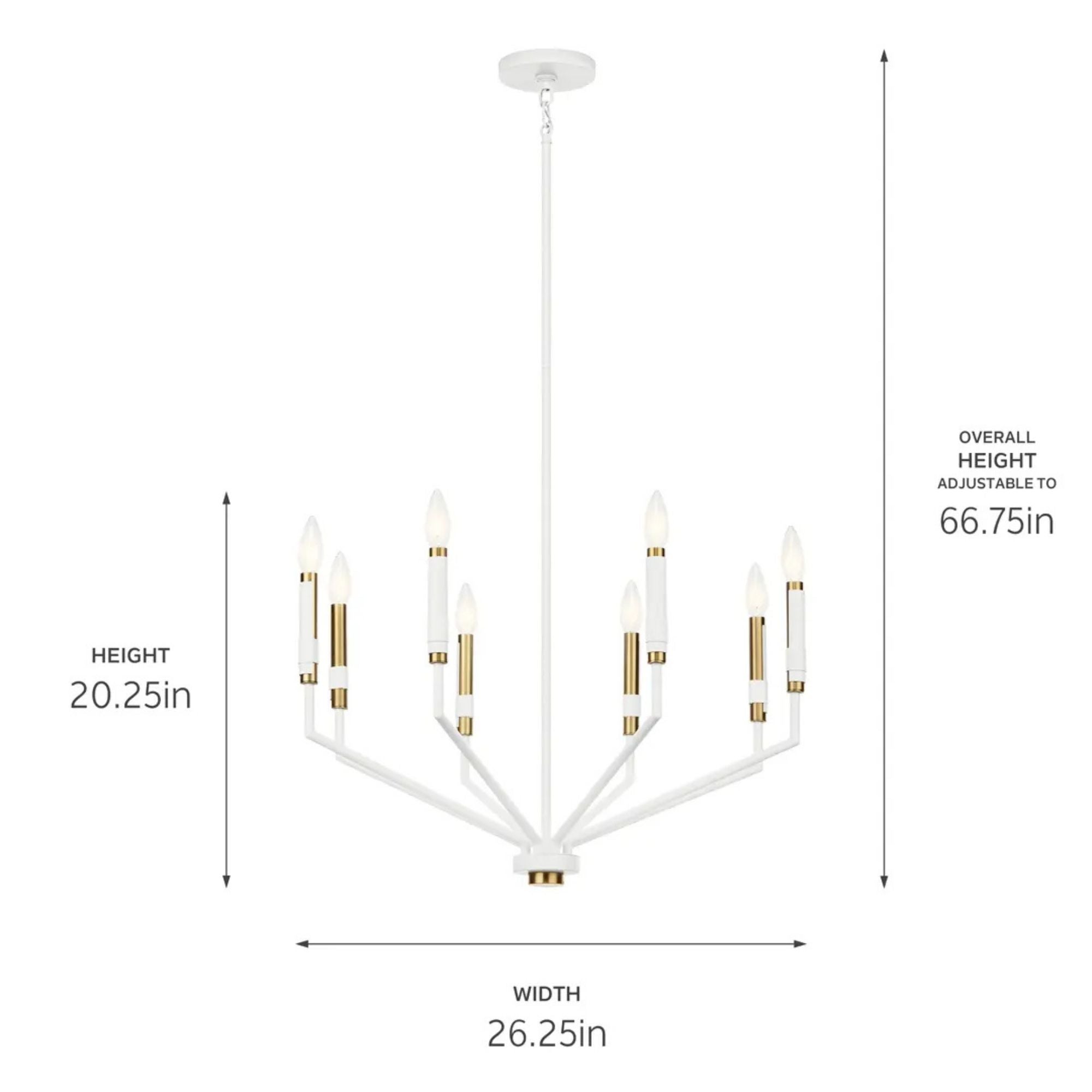 Armand 26" 8-Light Chandelier, White Finish - Bees Lighting