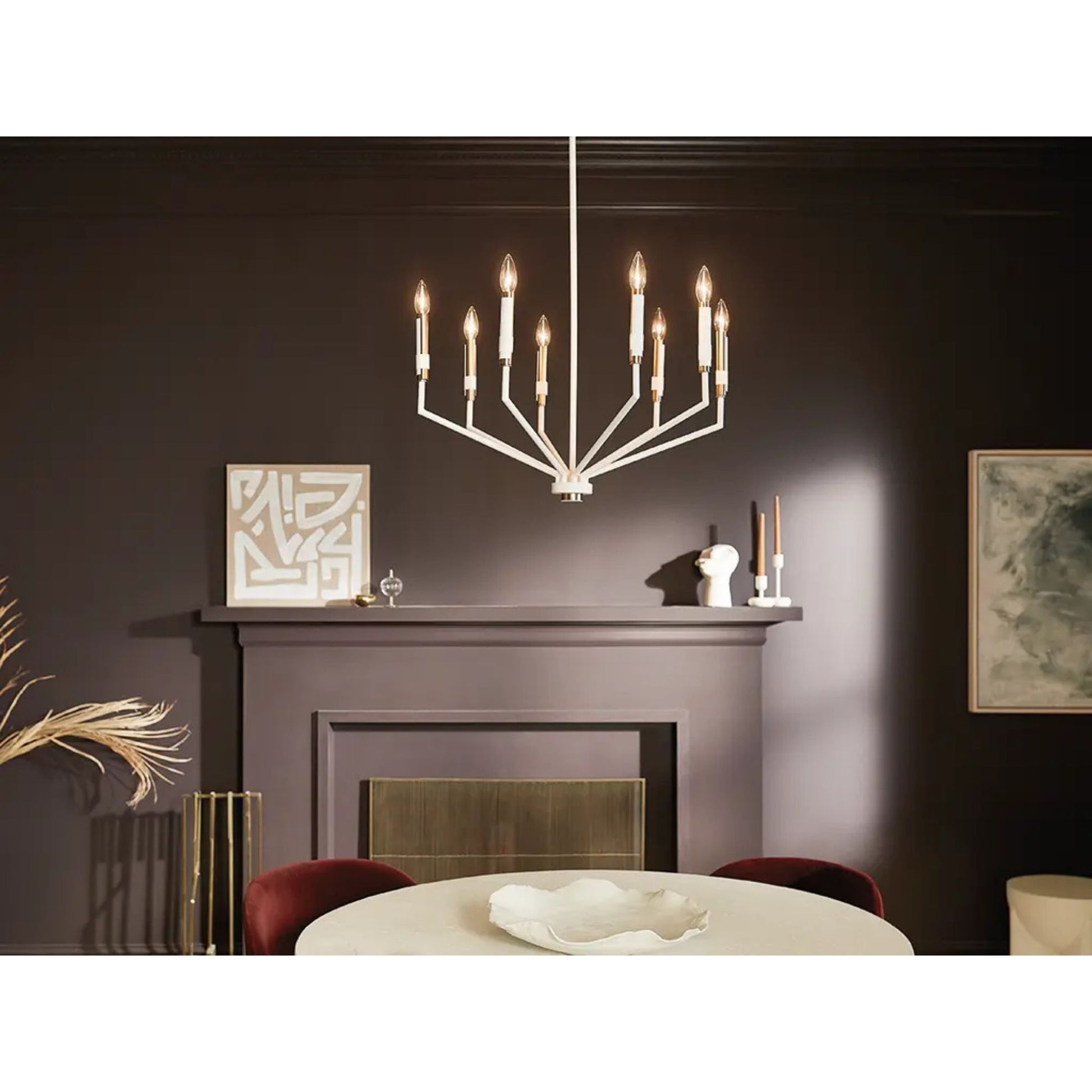 Armand 26" 8-Light Chandelier, White Finish - Bees Lighting