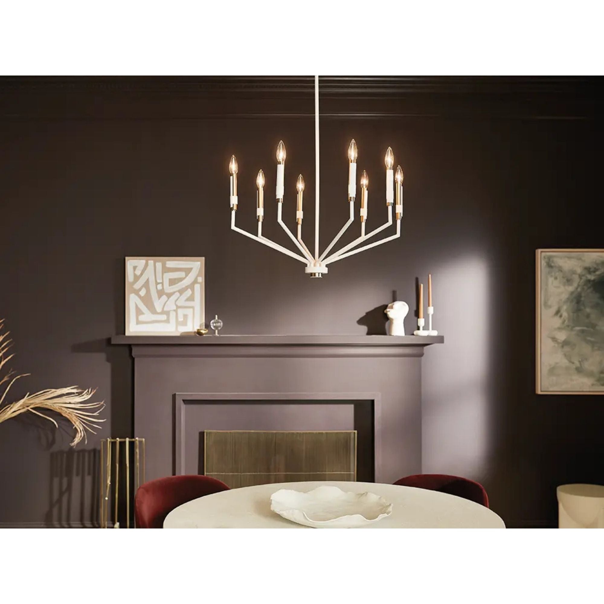Armand 26" 8-Light Chandelier, White Finish - Bees Lighting