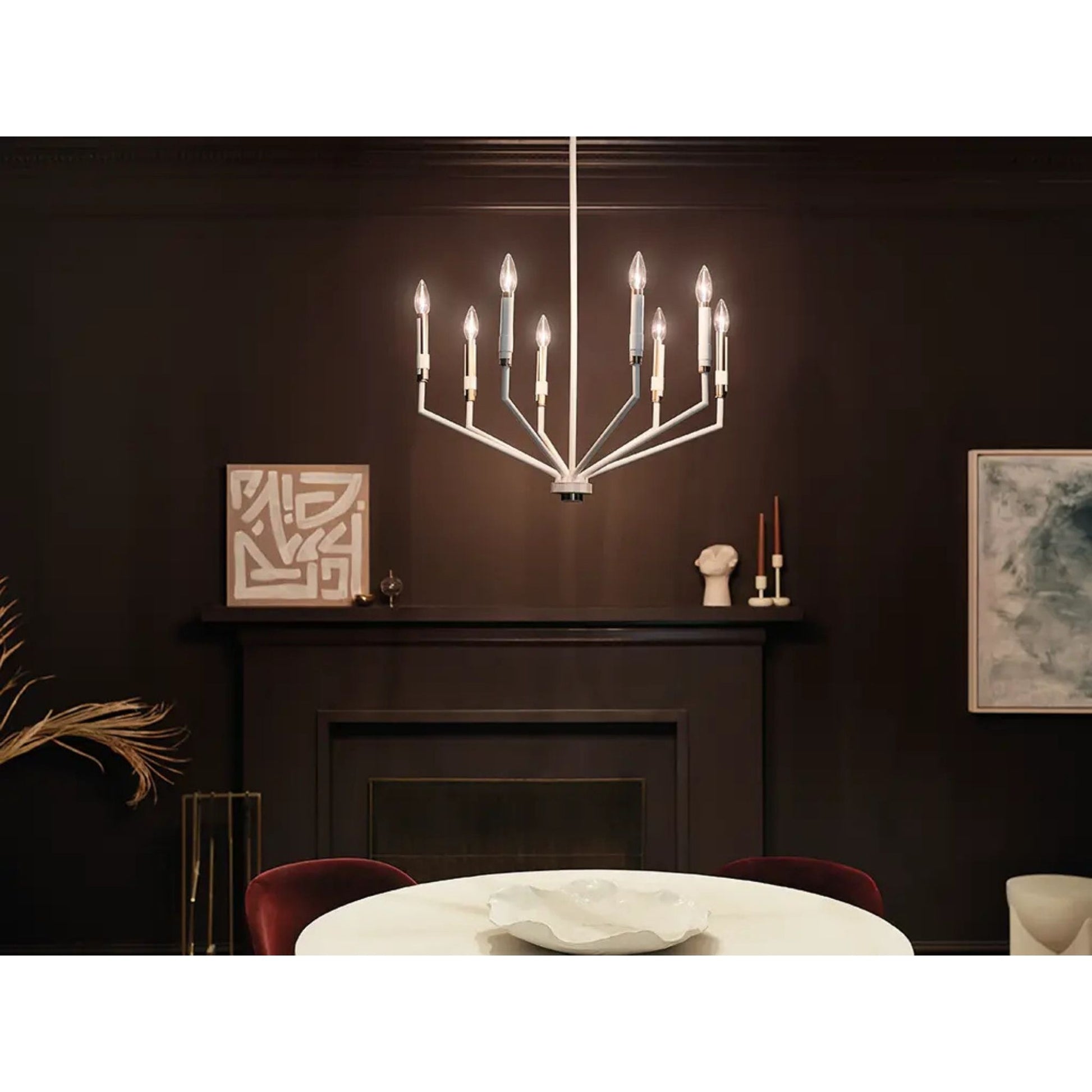 Armand 26" 8-Light Chandelier, White Finish - Bees Lighting