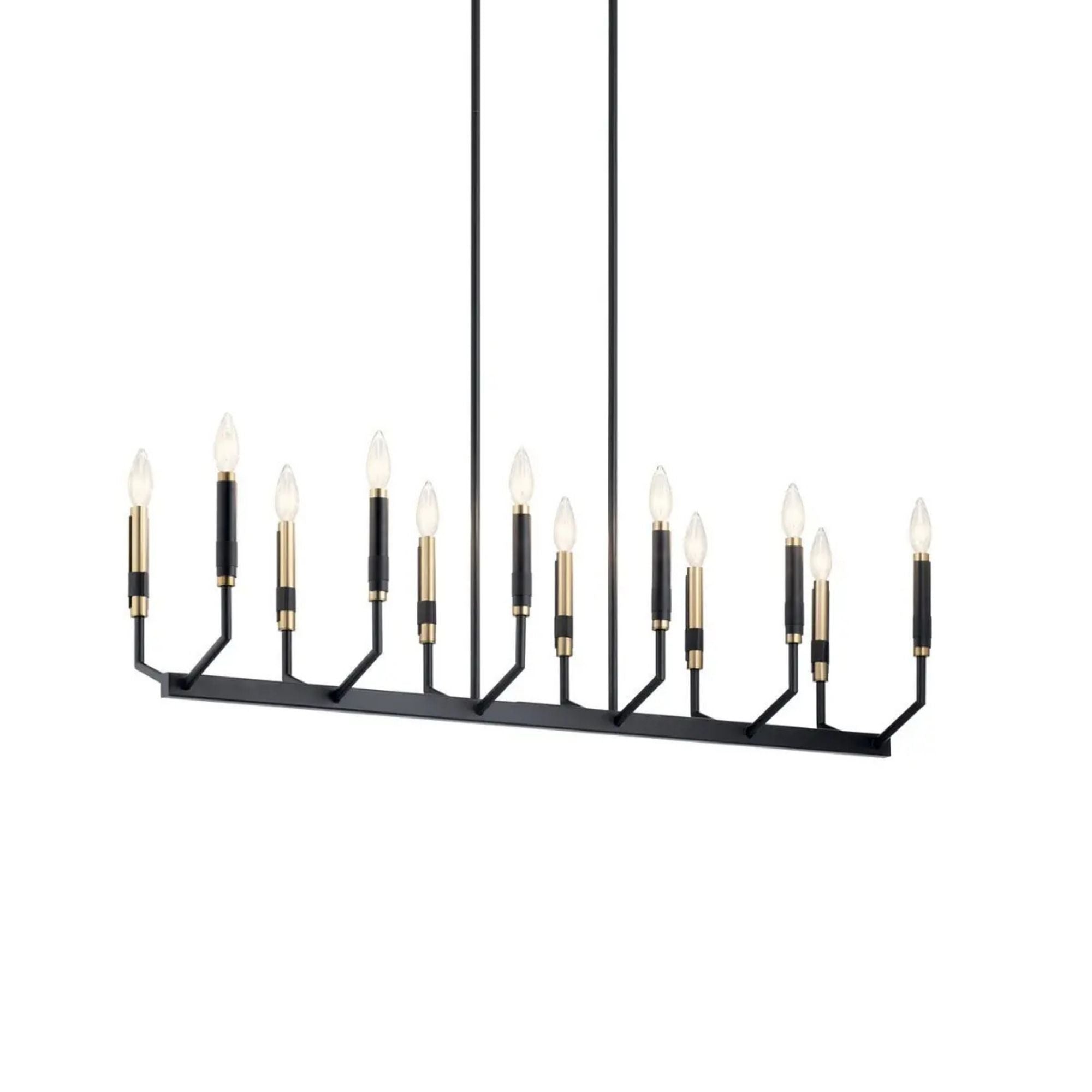 Armand 43" 12-Light Linear Chandelier, Black Finish