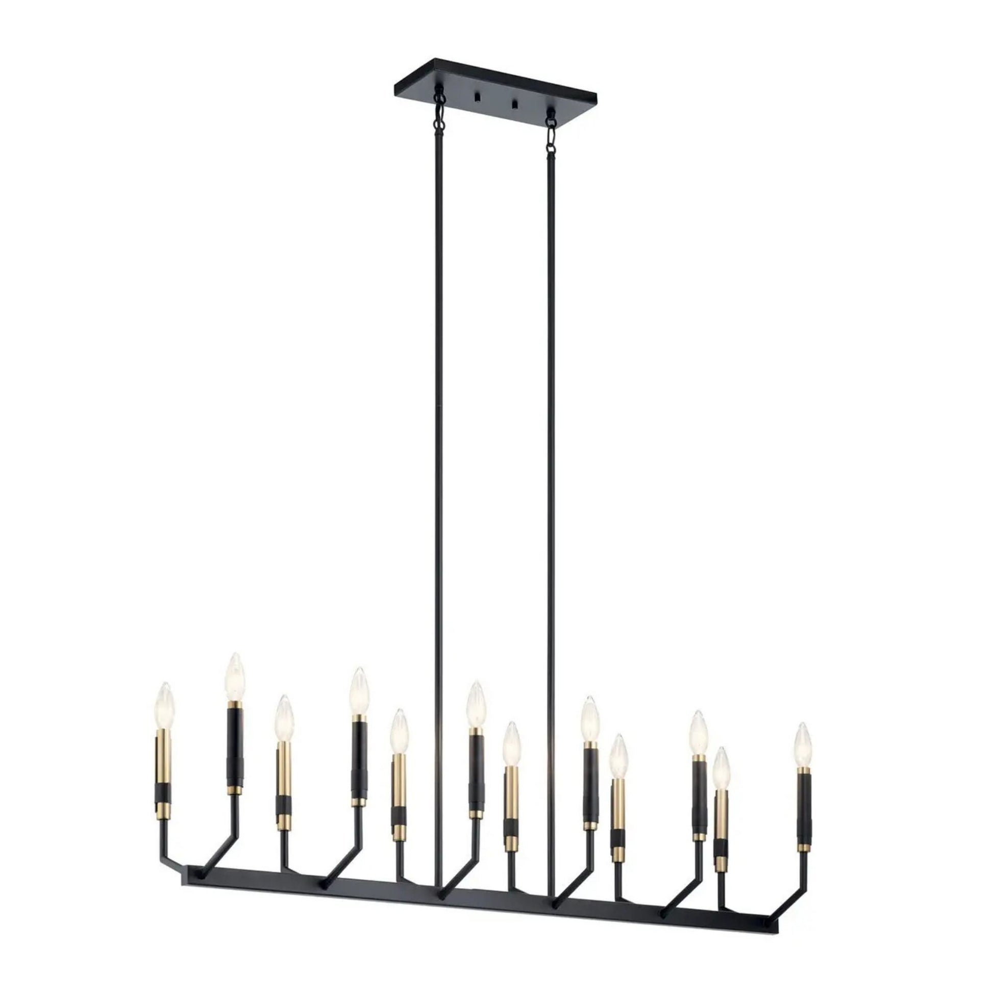 Armand 43" 12-Light Linear Chandelier, Black Finish - Bees Lighting