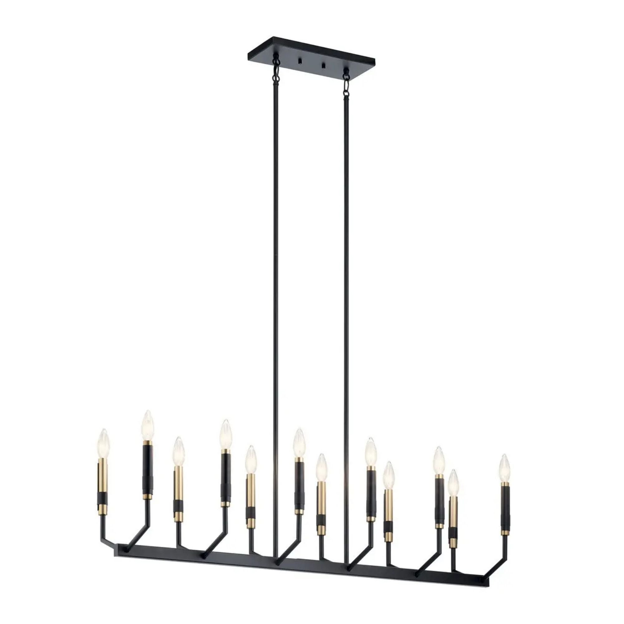 Armand 43" 12-Light Linear Chandelier, Black Finish - Bees Lighting