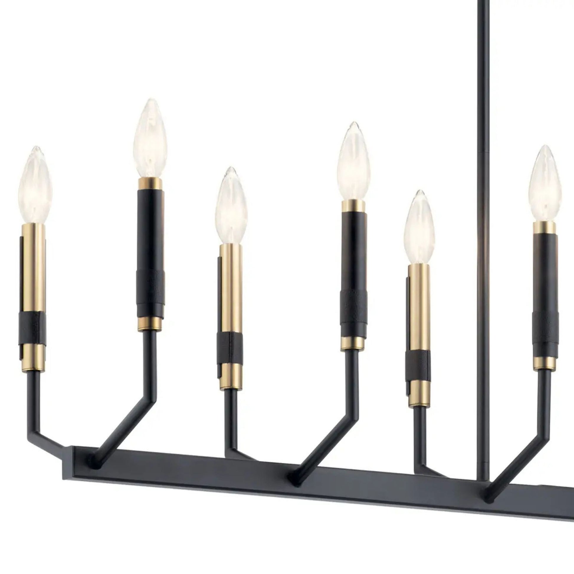 Armand 43" 12-Light Linear Chandelier, Black Finish - Bees Lighting