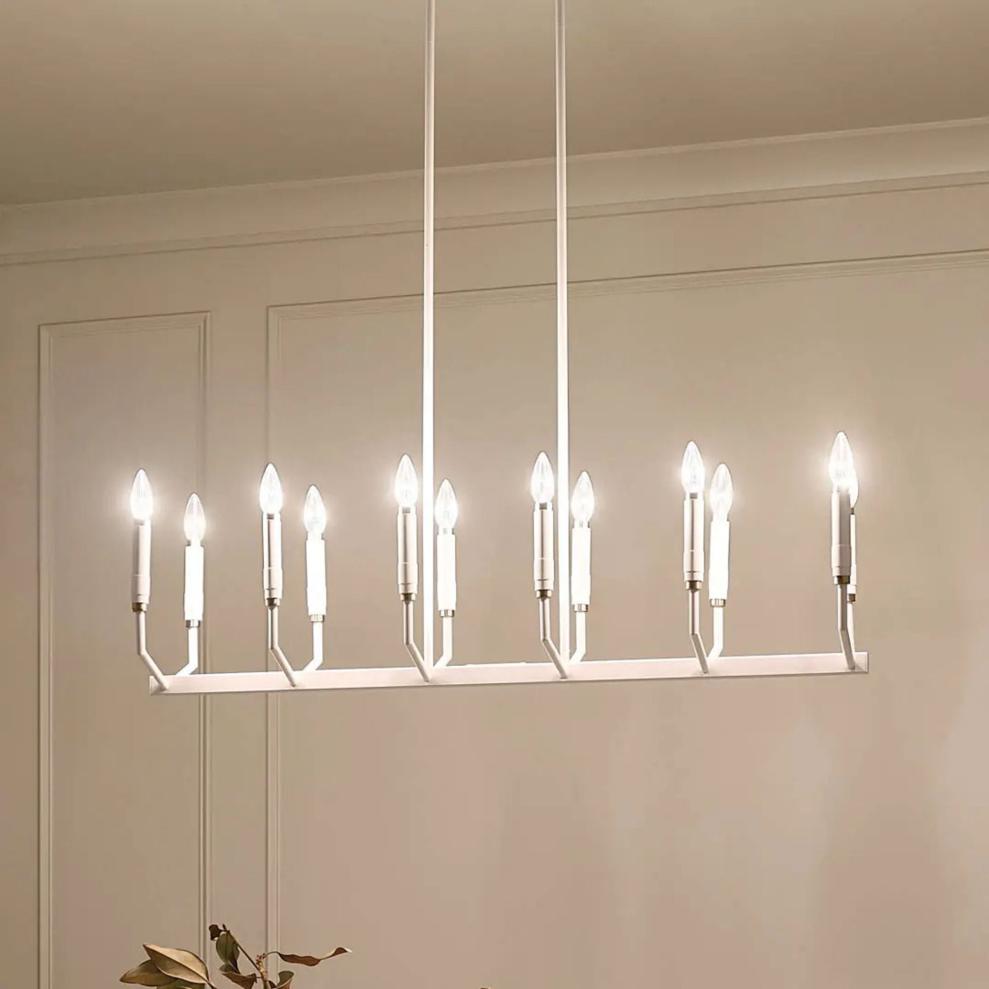 Armand 43" 12-Light Linear Chandelier, White Finish
