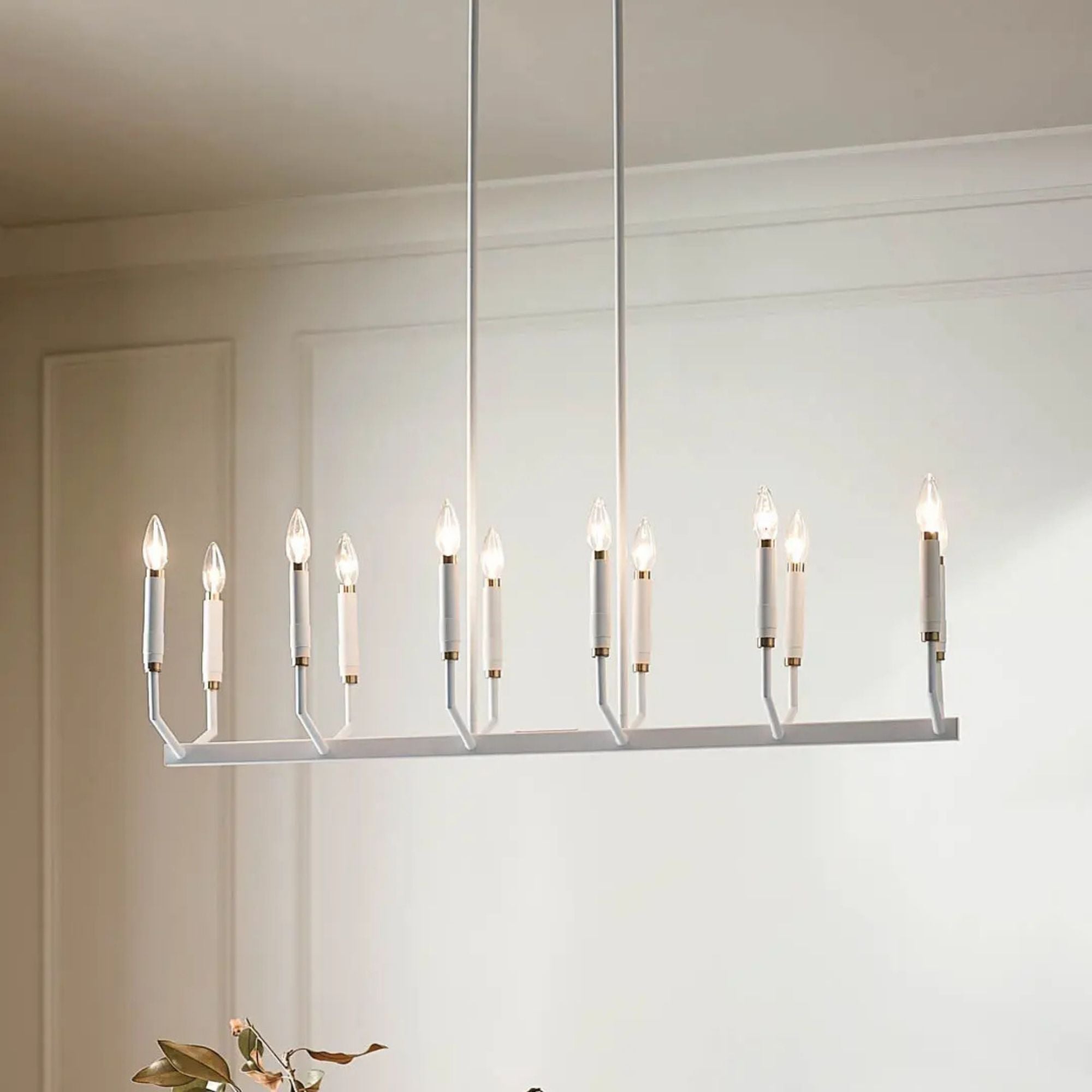 Armand 43" 12-Light Linear Chandelier, White Finish