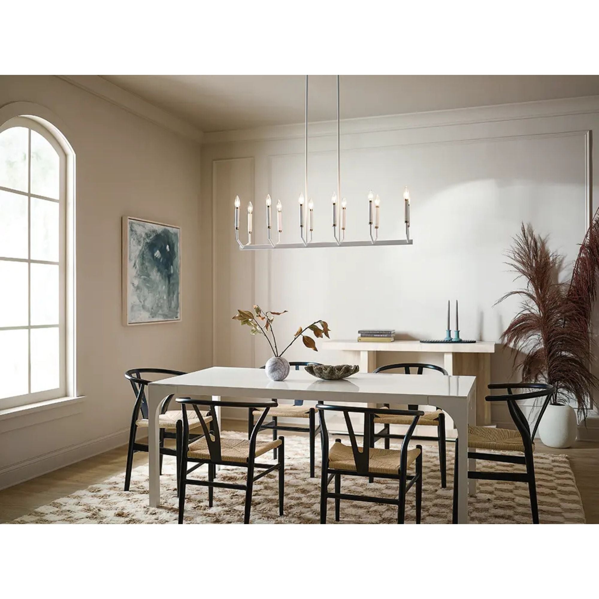 Armand 43" 12-Light Linear Chandelier, White Finish