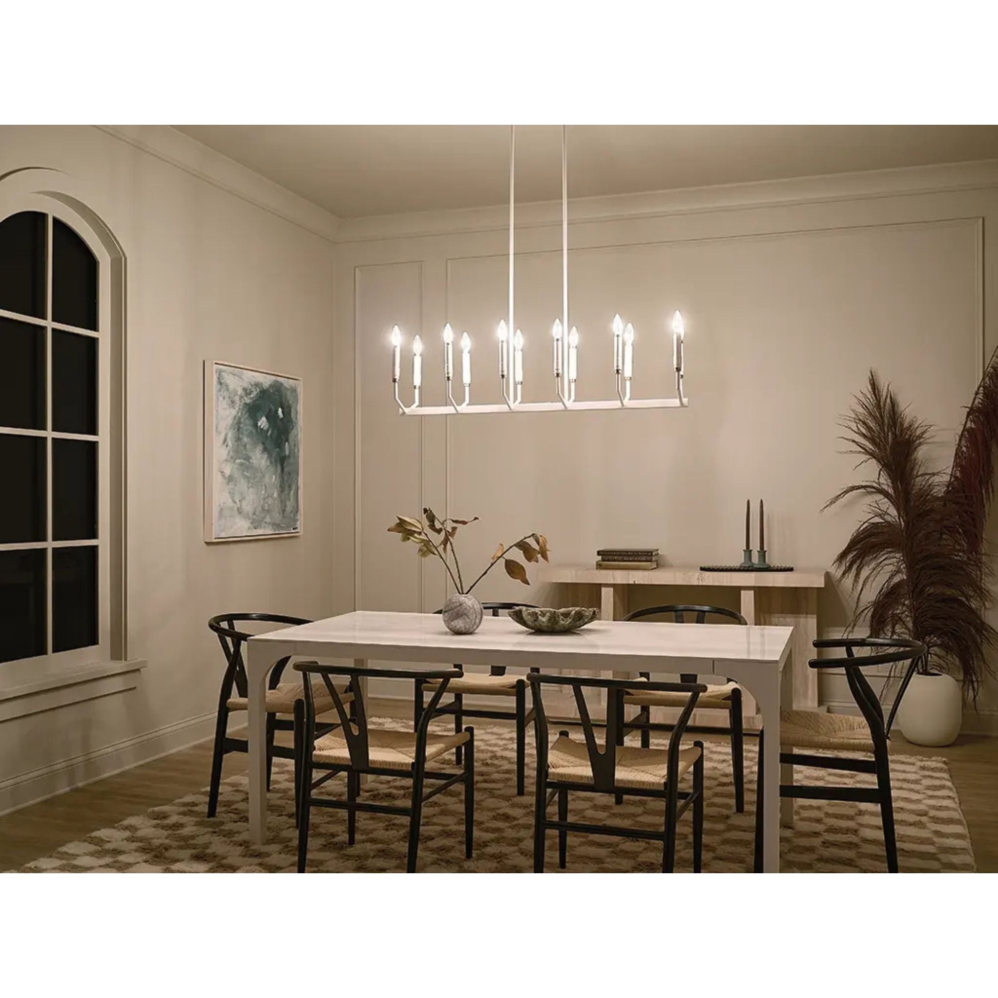 Armand 43" 12-Light Linear Chandelier, White Finish