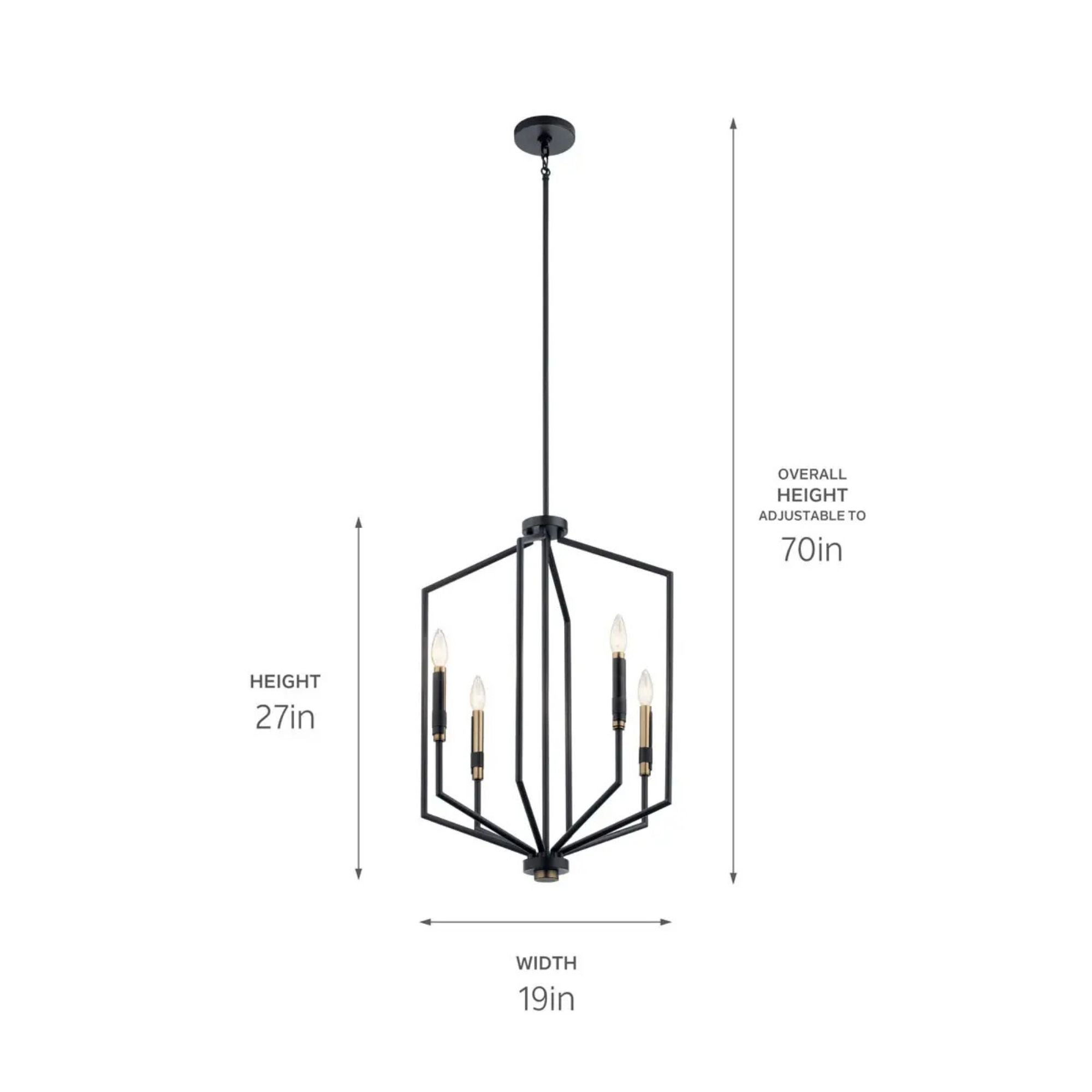 Armand 19" 4-Light Foyer Pendant, Black Finish